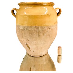 Petit pot à confiture en céramique française émaillée jaune du 19ème siècle n° 3