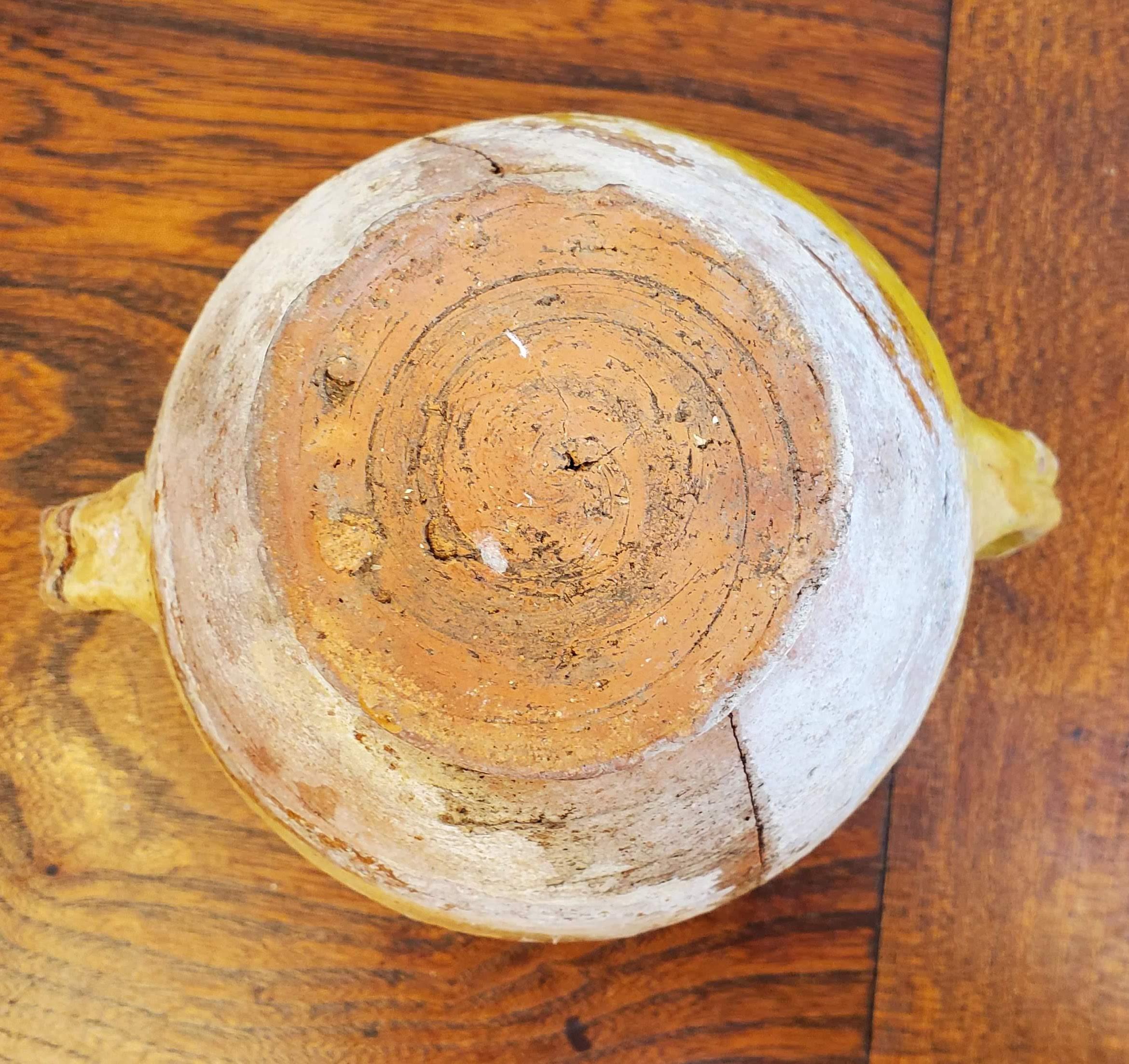 Small 19th Century Yellow Glazed Terra Cotta French Provincial Confit Pot 6