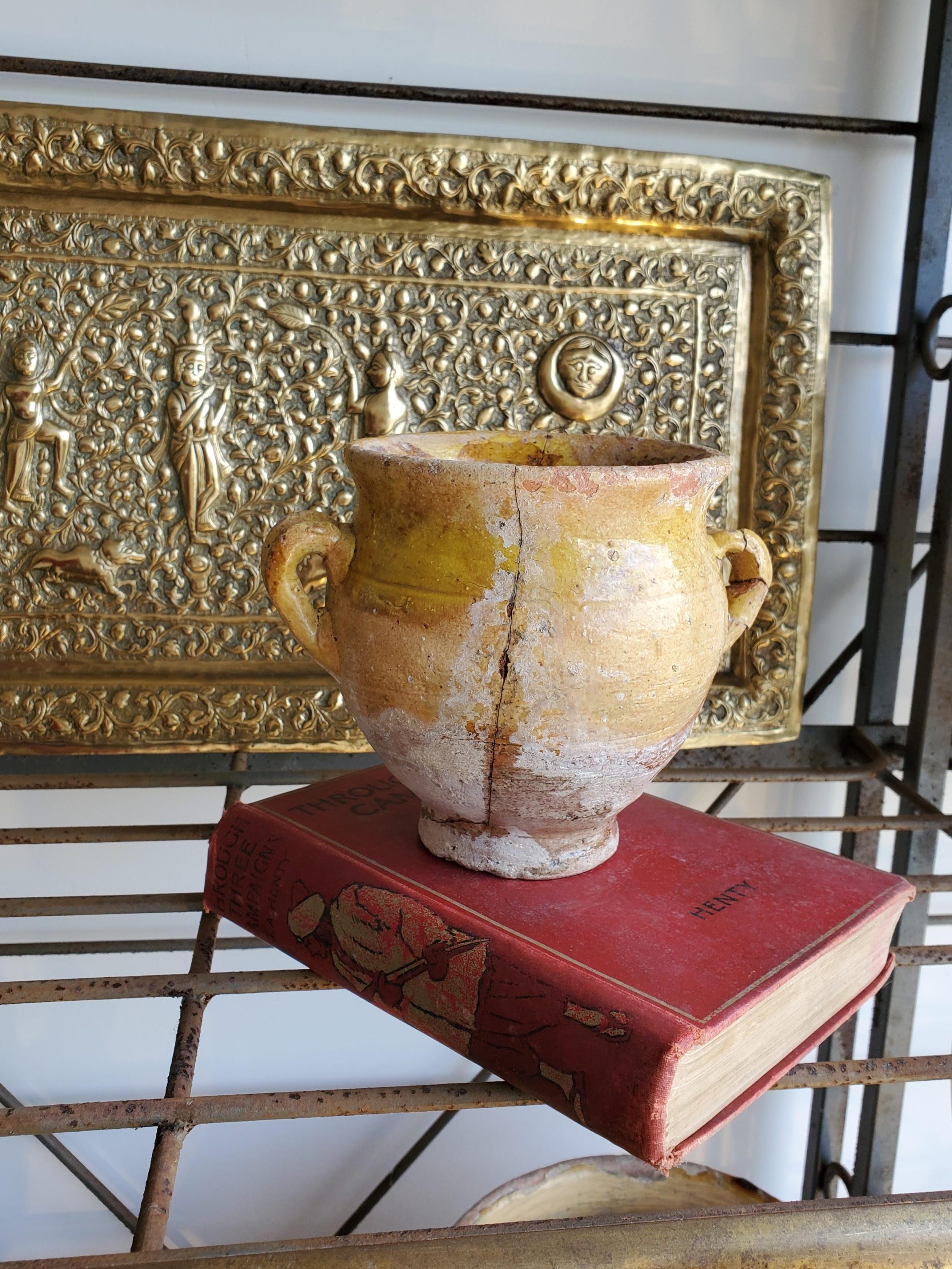 Small 19th Century Yellow Glazed Terra Cotta French Provincial Confit Pot 7