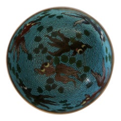 Small 19th Chinese Cloisonné Bowl with Fish Decor