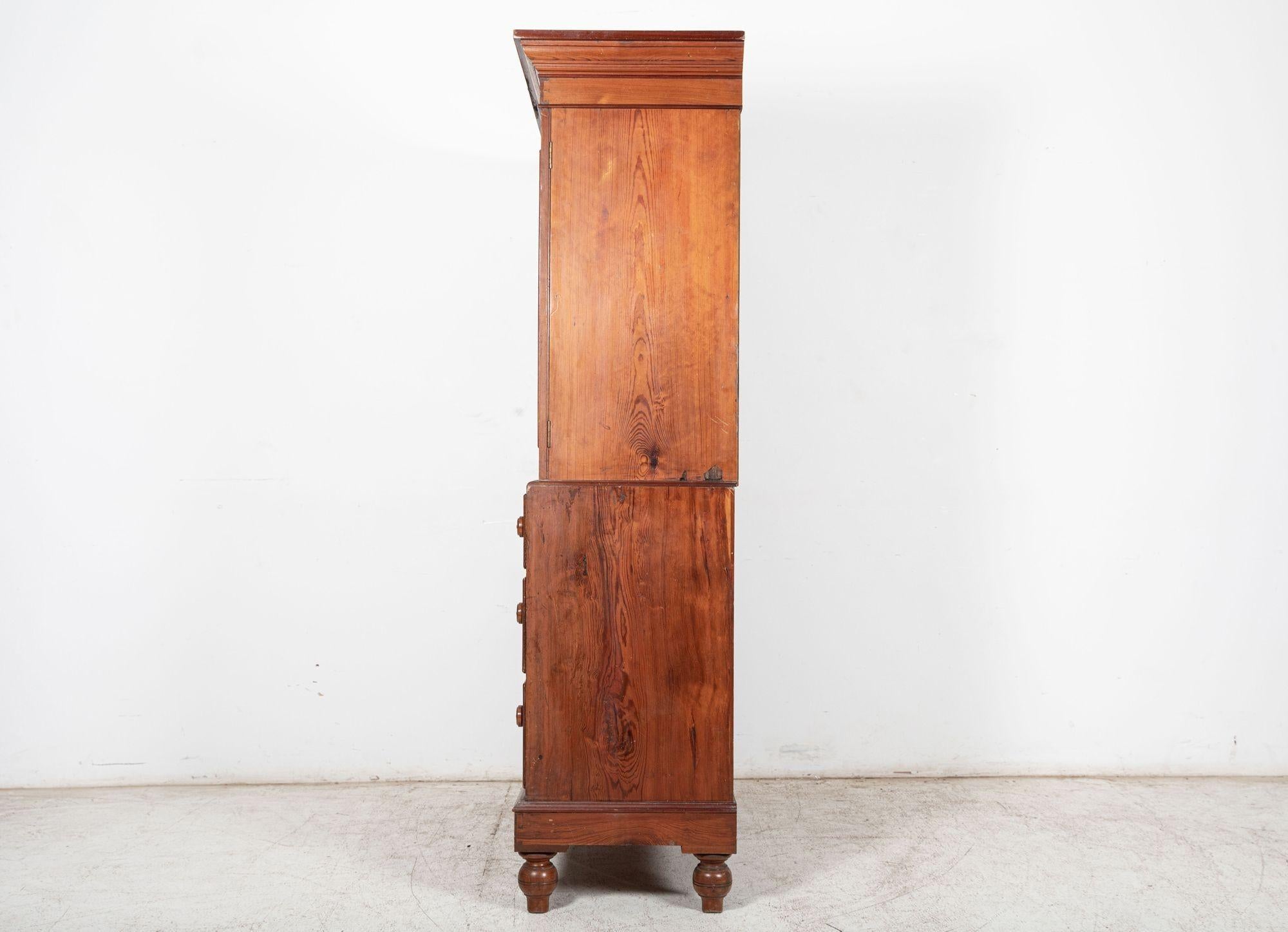 Small 19thC English Pine Linen Press For Sale 3