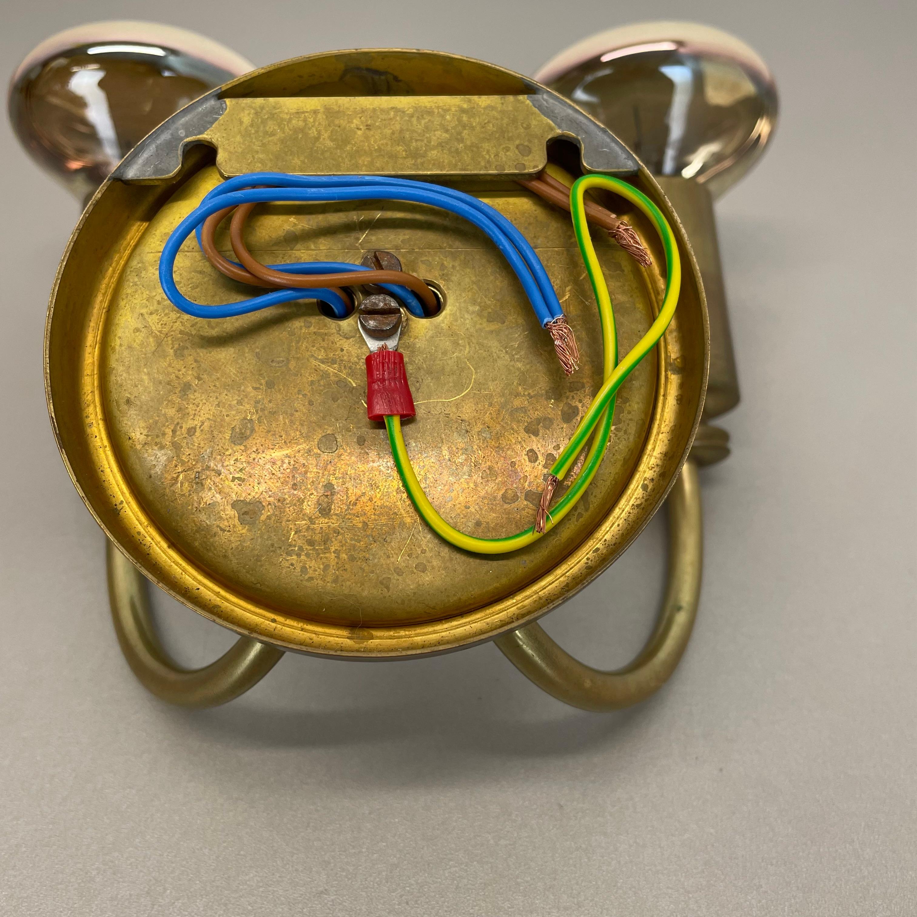 small 2-lights Modernist Brass Floral Theatre Wall Light Sconce, France, 1950s For Sale 8