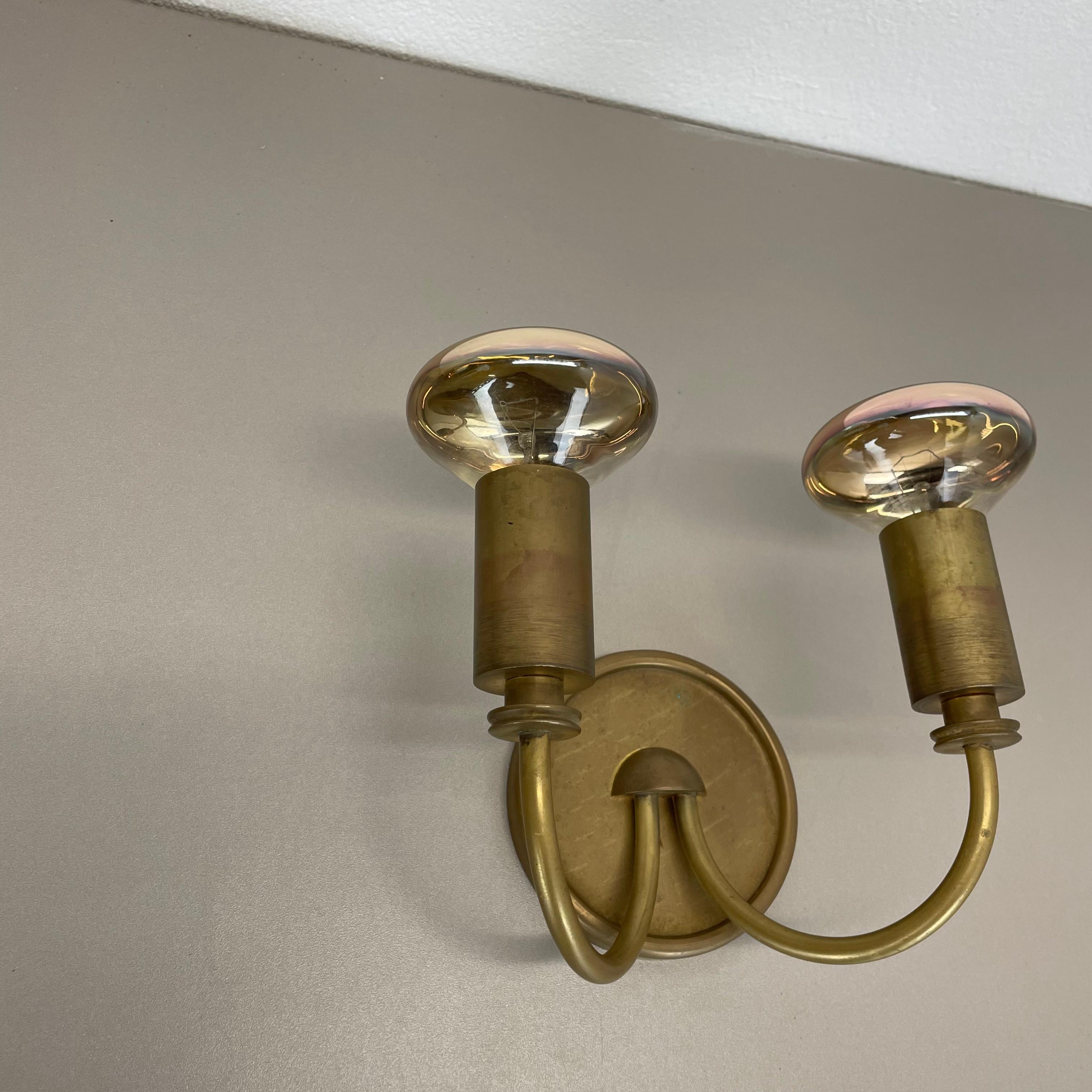 small 2-lights Modernist Brass Floral Theatre Wall Light Sconce, France, 1950s For Sale 2