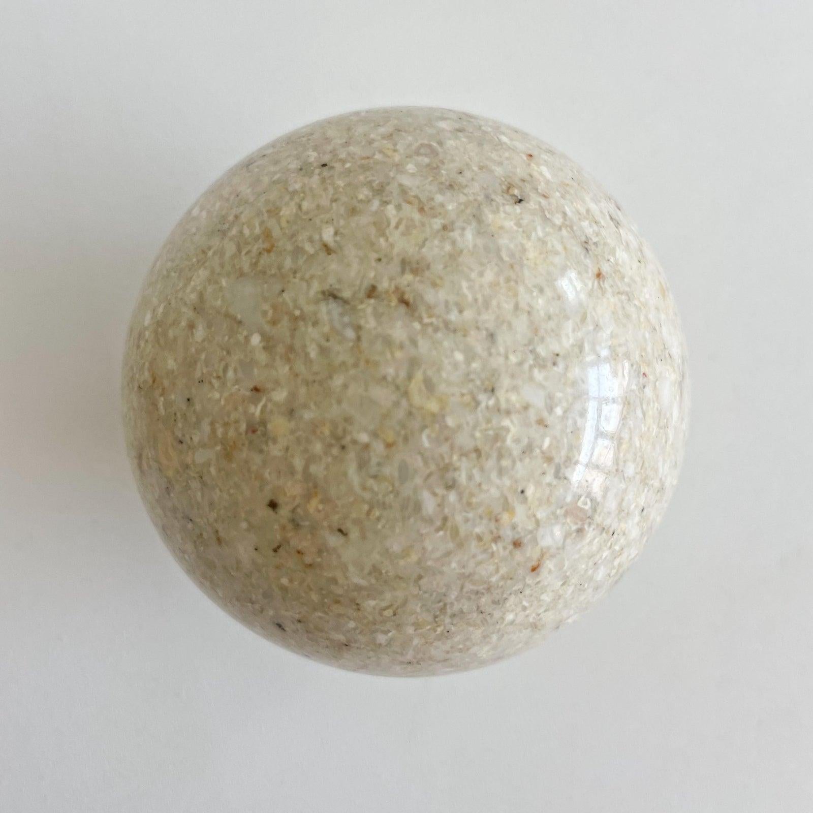 Small 2 Piece Marble Catchall With Decorative Sphere In Good Condition In West Palm Beach, FL