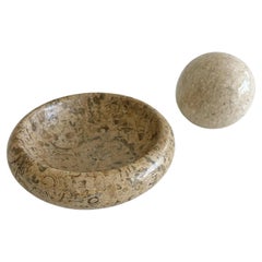 Small 2 Piece Marble Catchall With Decorative Sphere
