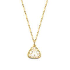 Small 20K Yellow Gold, Diamond & White Enamel Buddha Charm by Buddha Mama