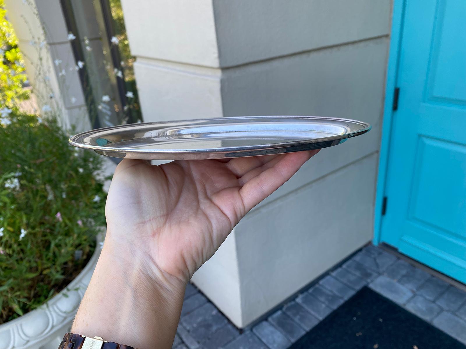 Small 20th Century American Gorham Sterling Oval Tray, Marked 124 In Good Condition For Sale In Atlanta, GA
