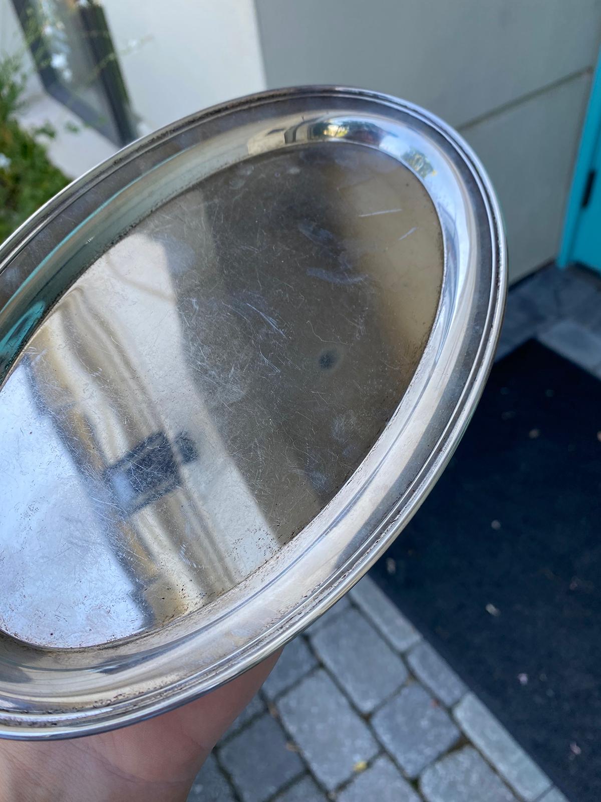 Small 20th Century American Gorham Sterling Oval Tray, Marked 124 For Sale 1