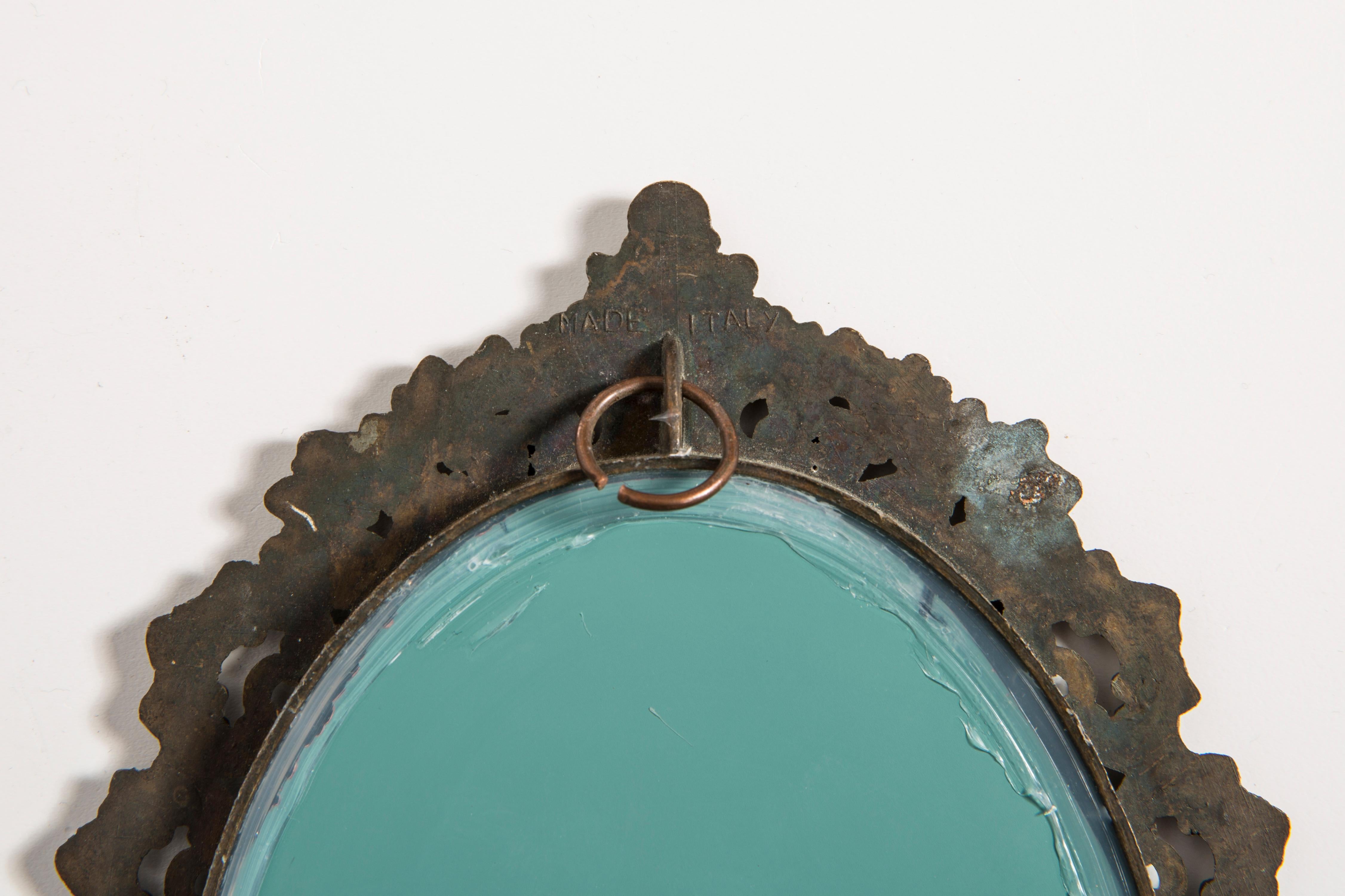 Small 20th Century Dark Gold Decorative Wood Mirror, Italy, 1960s In Good Condition In 05-080 Hornowek, PL