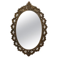 Small 20th Century Dark Gold Decorative Wood Mirror, Italy, 1960s