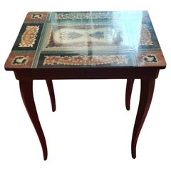 Vintage  Small 20th century inlaid side table with compartment for jewelry and music box