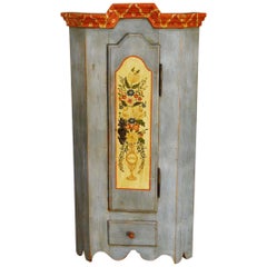 Small 20th Century Rural German Painted Corner Cabinet