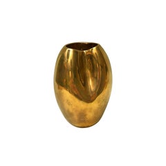 Small 22-Karat Gold Tarnish Ceramic Double Dent Vase #7 by Sandi Fellman
