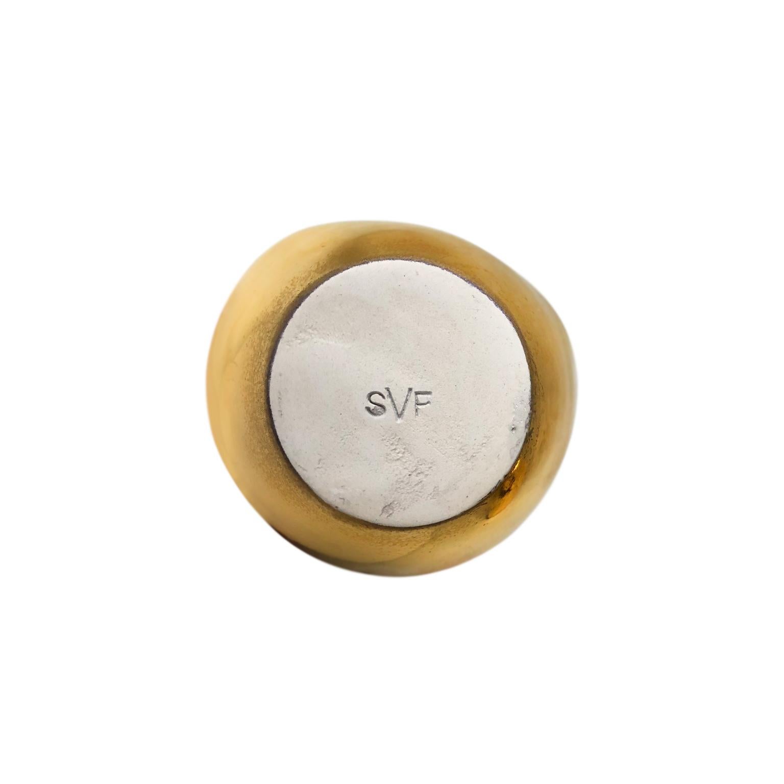 Small 22-Karat Gold Lustre Ceramic Double Dent Vase #6 by Sandi Fellman In New Condition In New York, NY