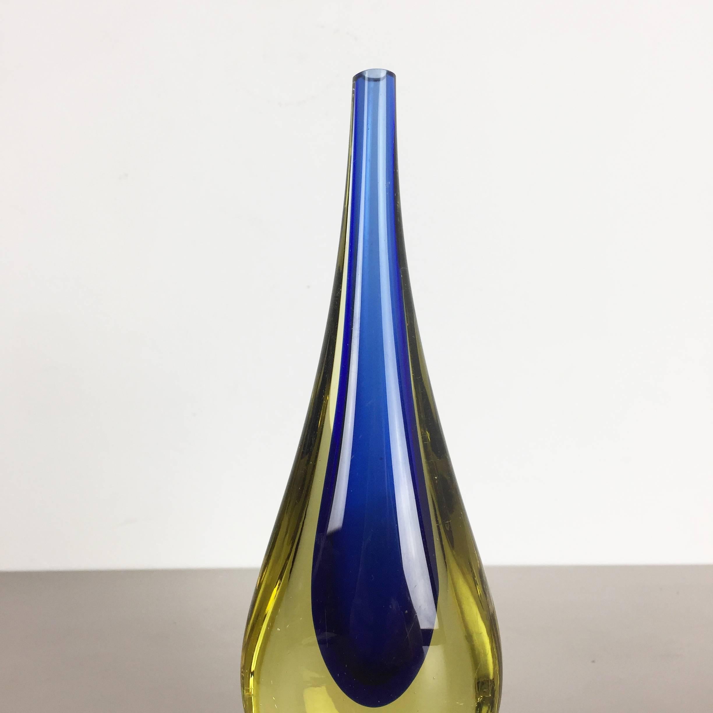 German Small 1960s Murano Glass Sommerso Single-Stem Vase by Flavio Poli, Italy