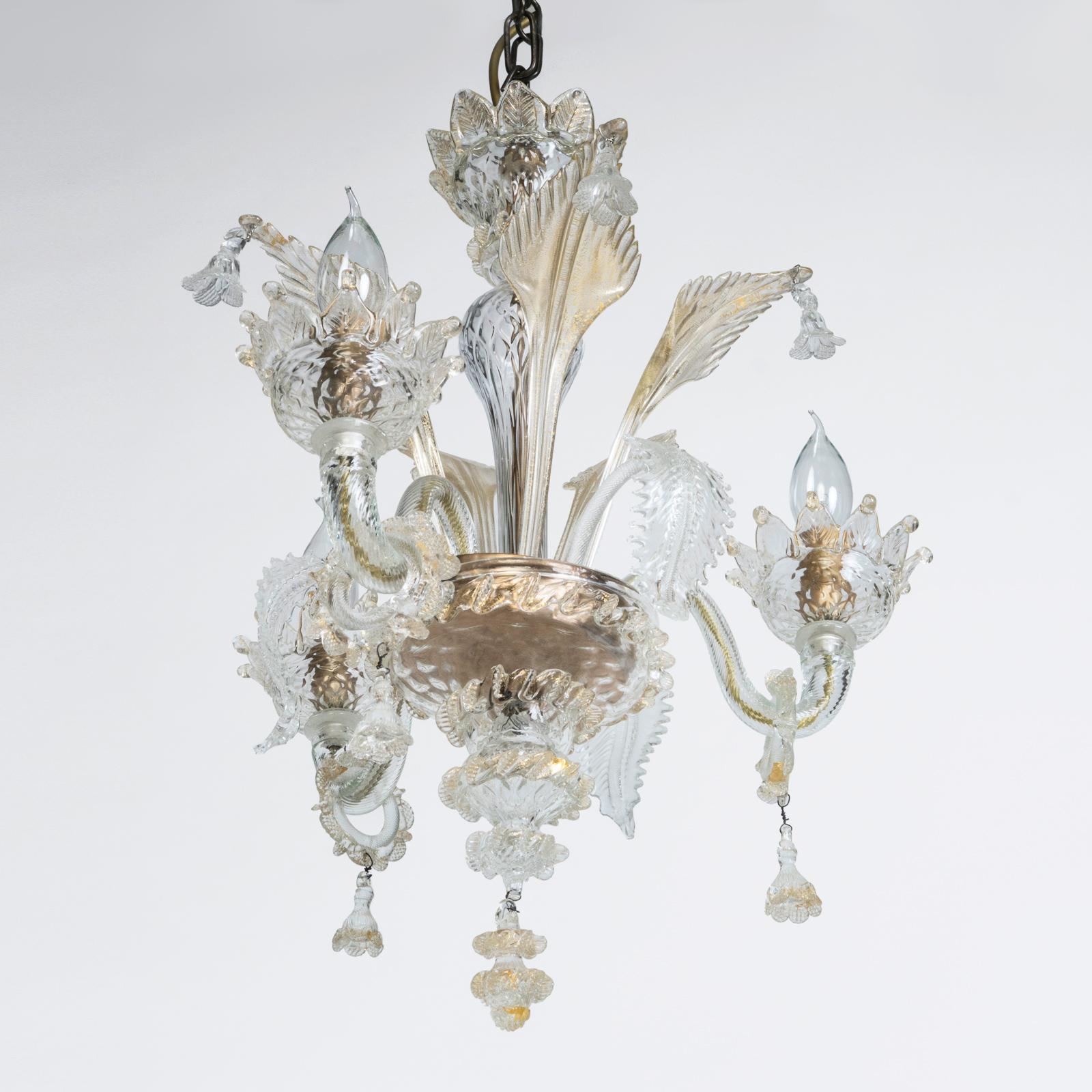 Discover this exquisite petite Murano Glass Chandelier, a true marvel of craftsmanship. With three radiant lights, it not only illuminates your space but also infuses it with a delightful blend of playfulness and sophistication.

Each of these