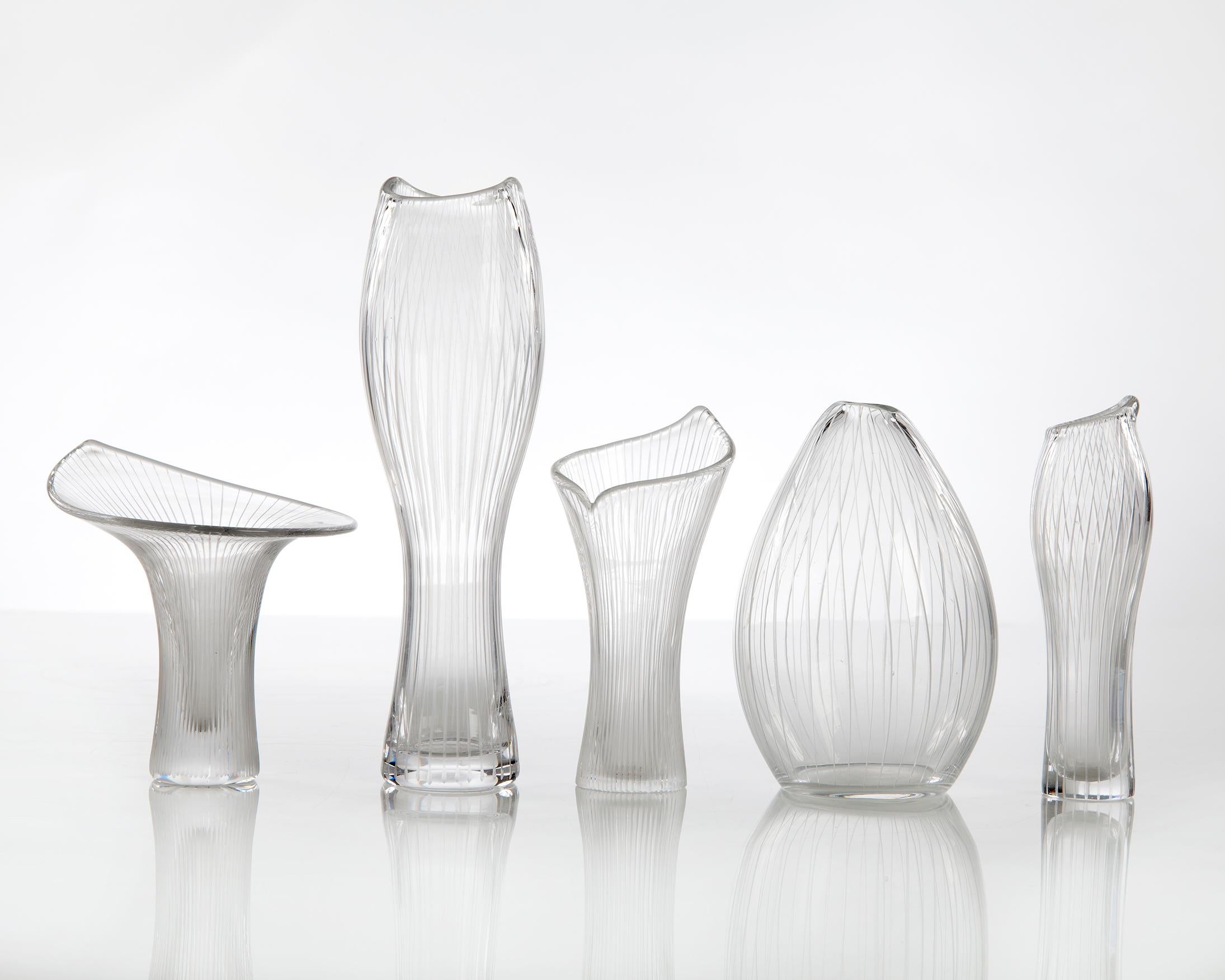 Small model number 3282 vase in glass. Designed by Tapio Wirkkala and produced by Iittala glassworks, Finland, 1946.
 