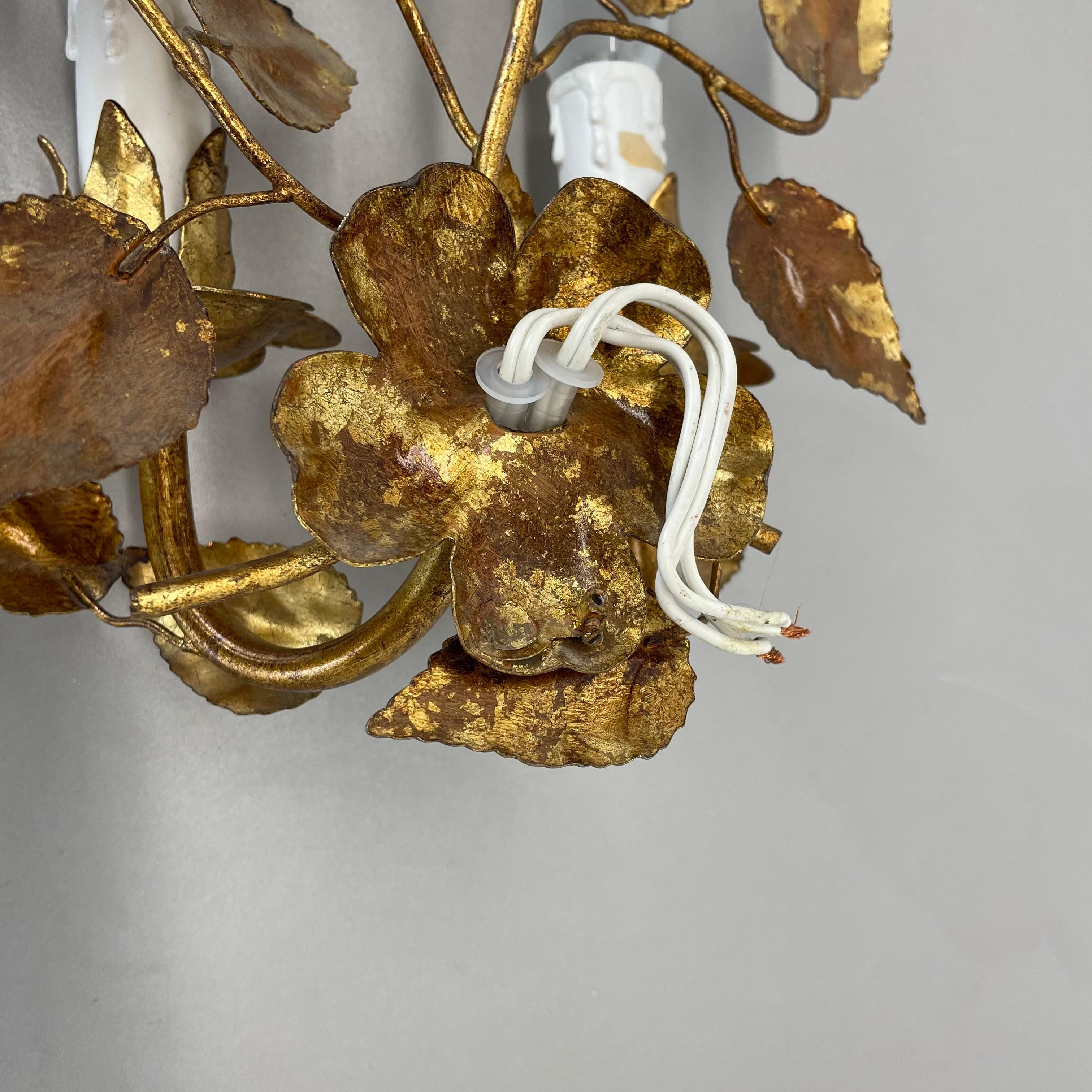 small 35cm Golden Metal Florentiner Theatre Ceiling Light, Italy, 1970s For Sale 5