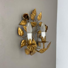small 35cm Golden Metal Florentiner Theatre Ceiling Light, Italy, 1970s