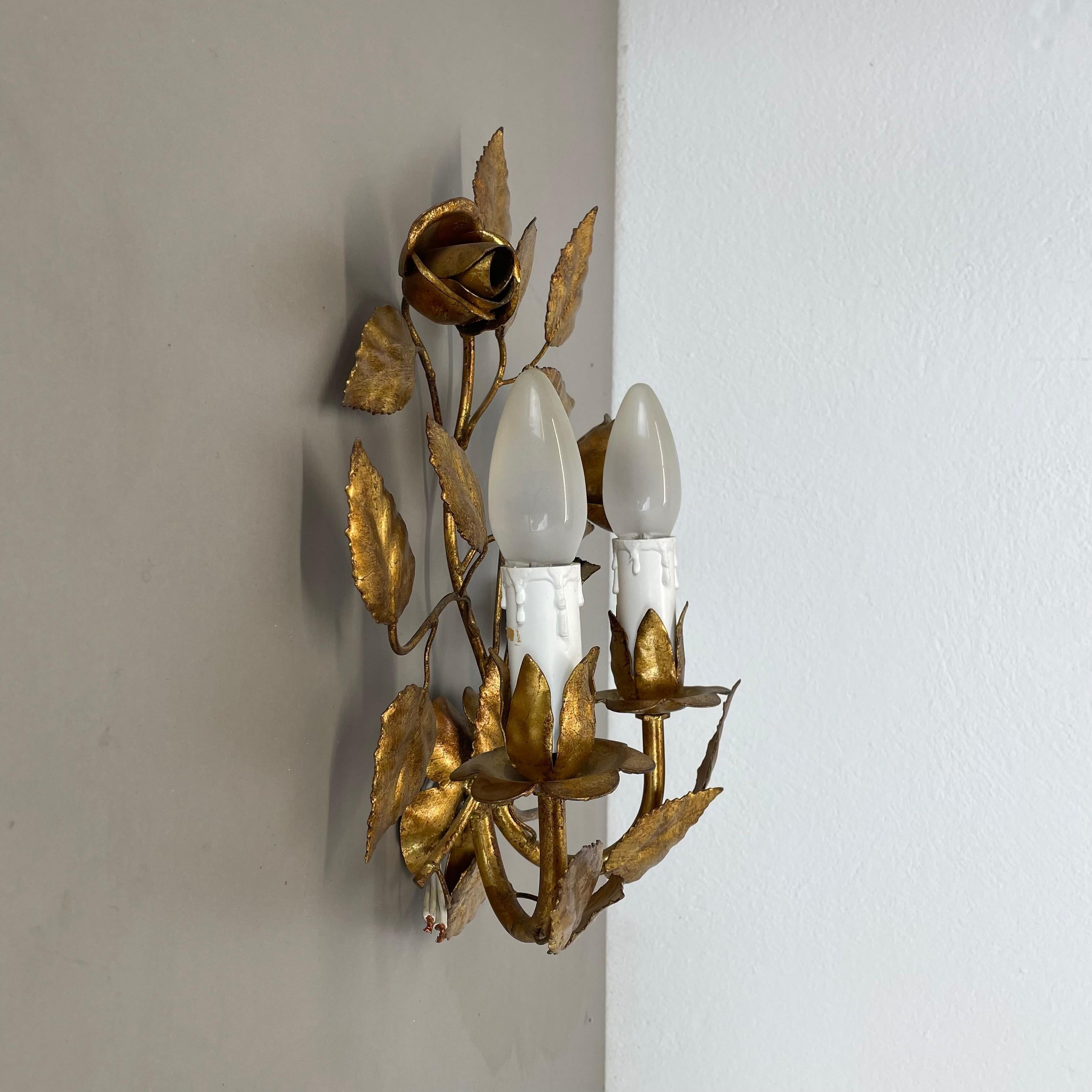 Mid-Century Modern small 35cm Golden Metal Florentiner Theatre Ceiling Light, Italy, 1970s For Sale