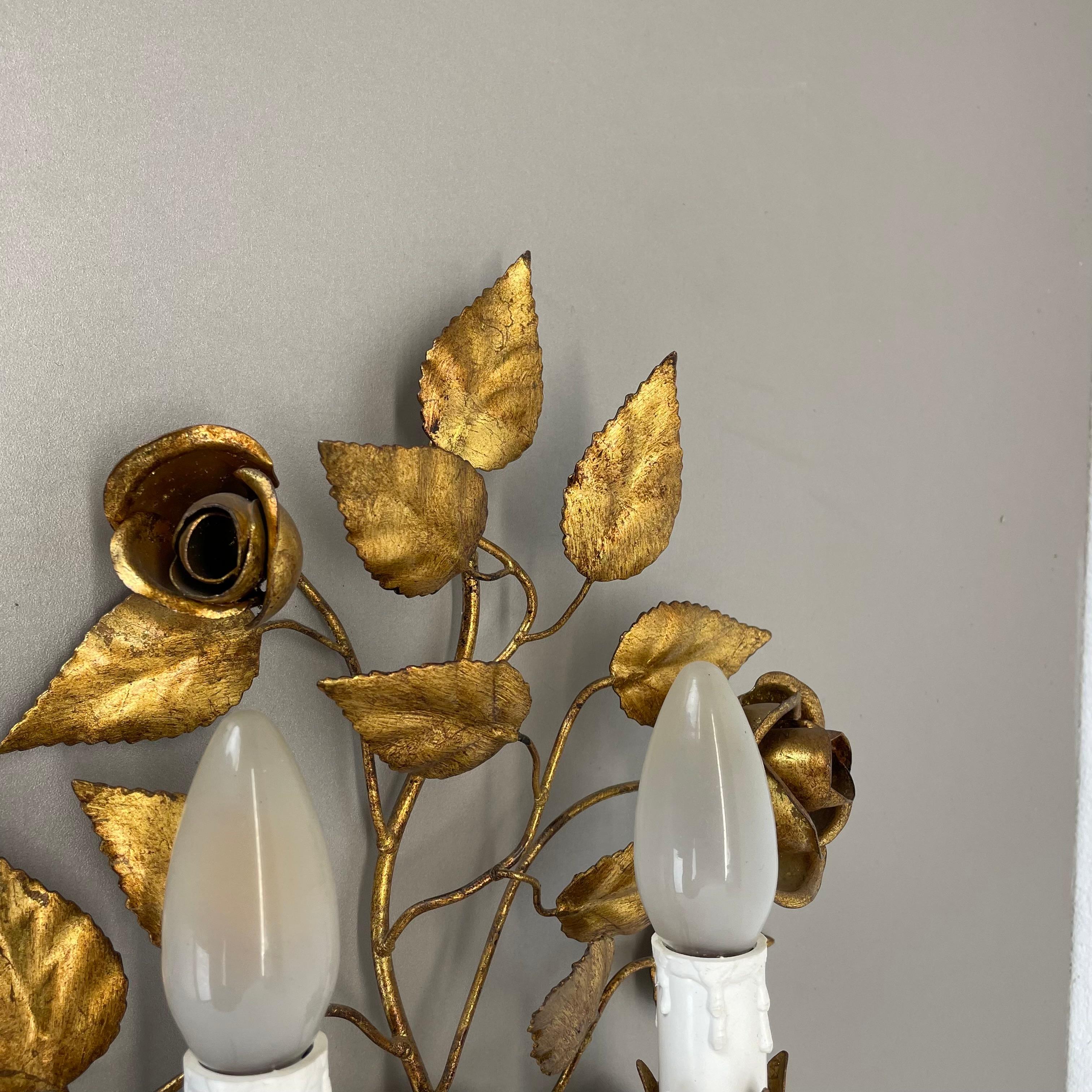 small 35cm Golden Metal Florentiner Theatre Ceiling Light, Italy, 1970s In Good Condition For Sale In Kirchlengern, DE