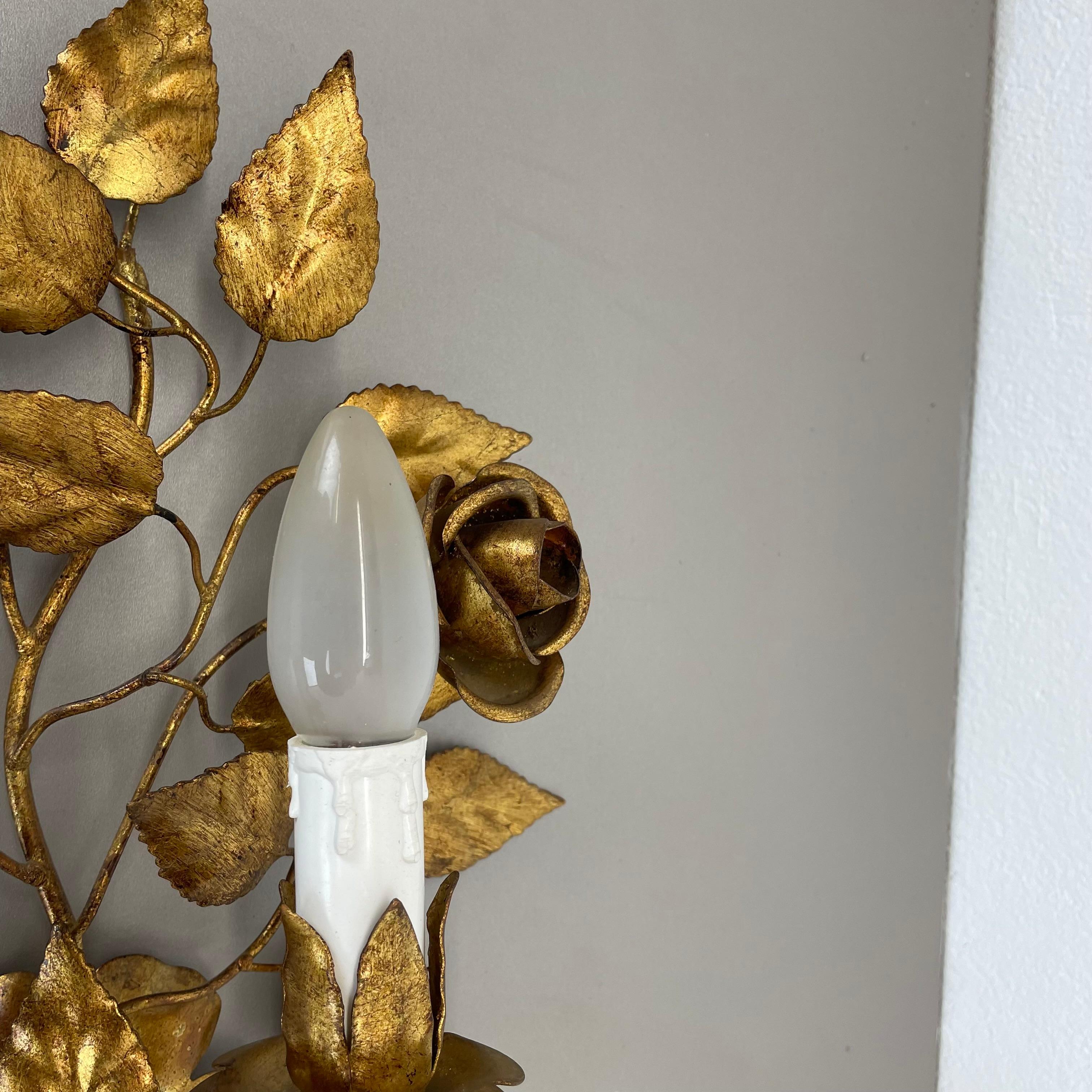 20th Century small 35cm Golden Metal Florentiner Theatre Ceiling Light, Italy, 1970s For Sale