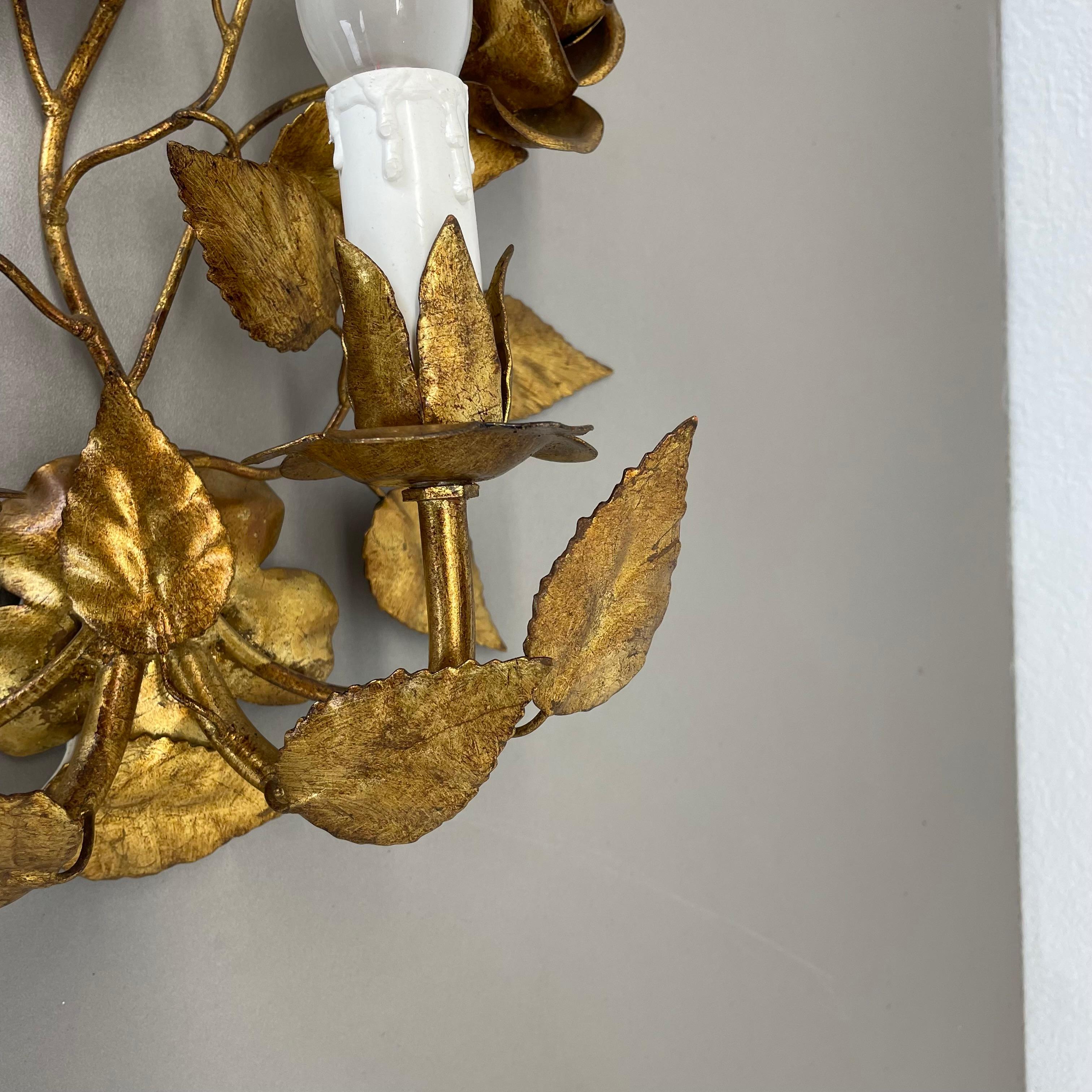 small 35cm Golden Metal Florentiner Theatre Ceiling Light, Italy, 1970s For Sale 1