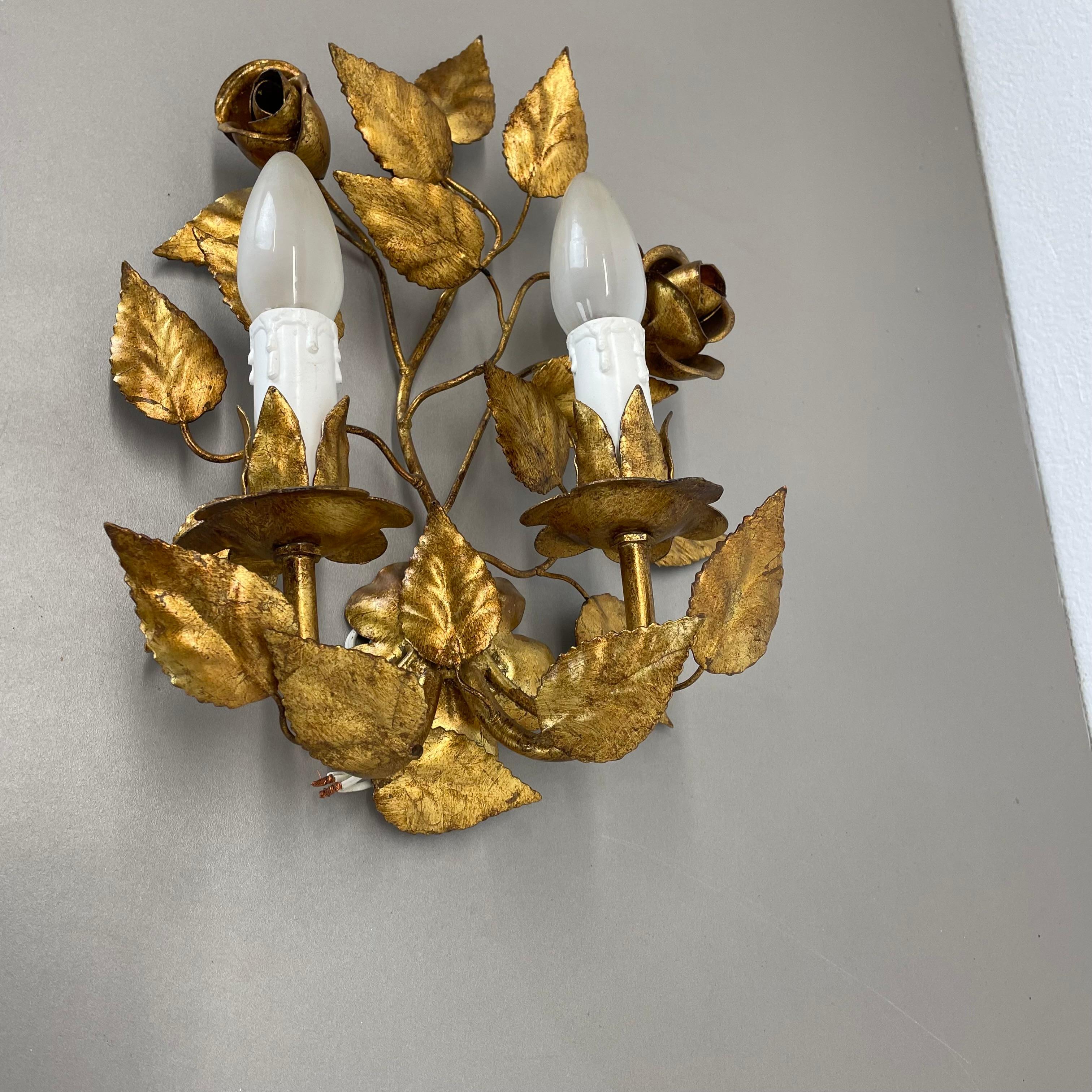 small 35cm Golden Metal Florentiner Theatre Ceiling Light, Italy, 1970s For Sale 2