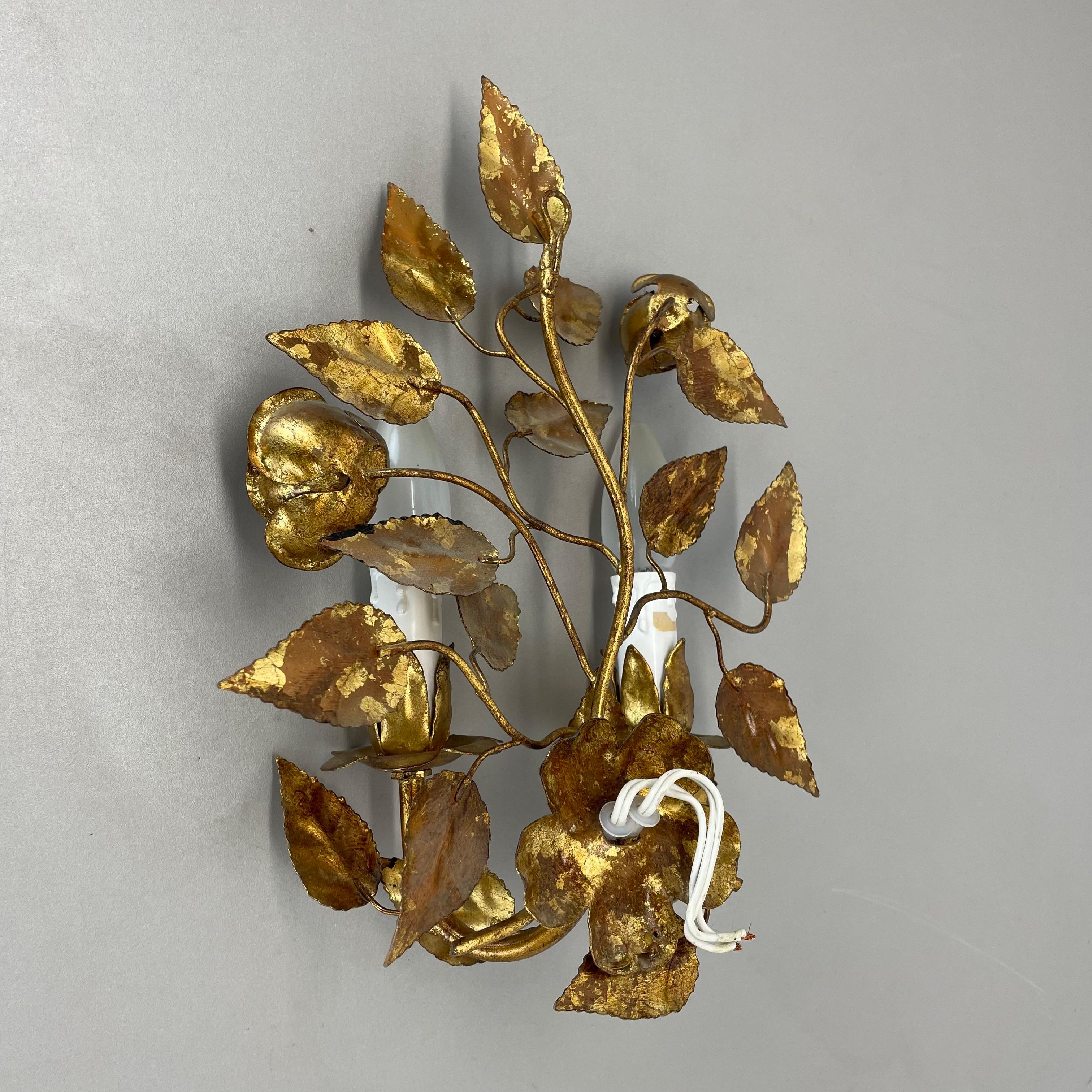 small 35cm Golden Metal Florentiner Theatre Ceiling Light, Italy, 1970s For Sale 3