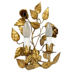 small 35cm Golden Metal Florentiner Theatre Ceiling Light, Italy, 1970s