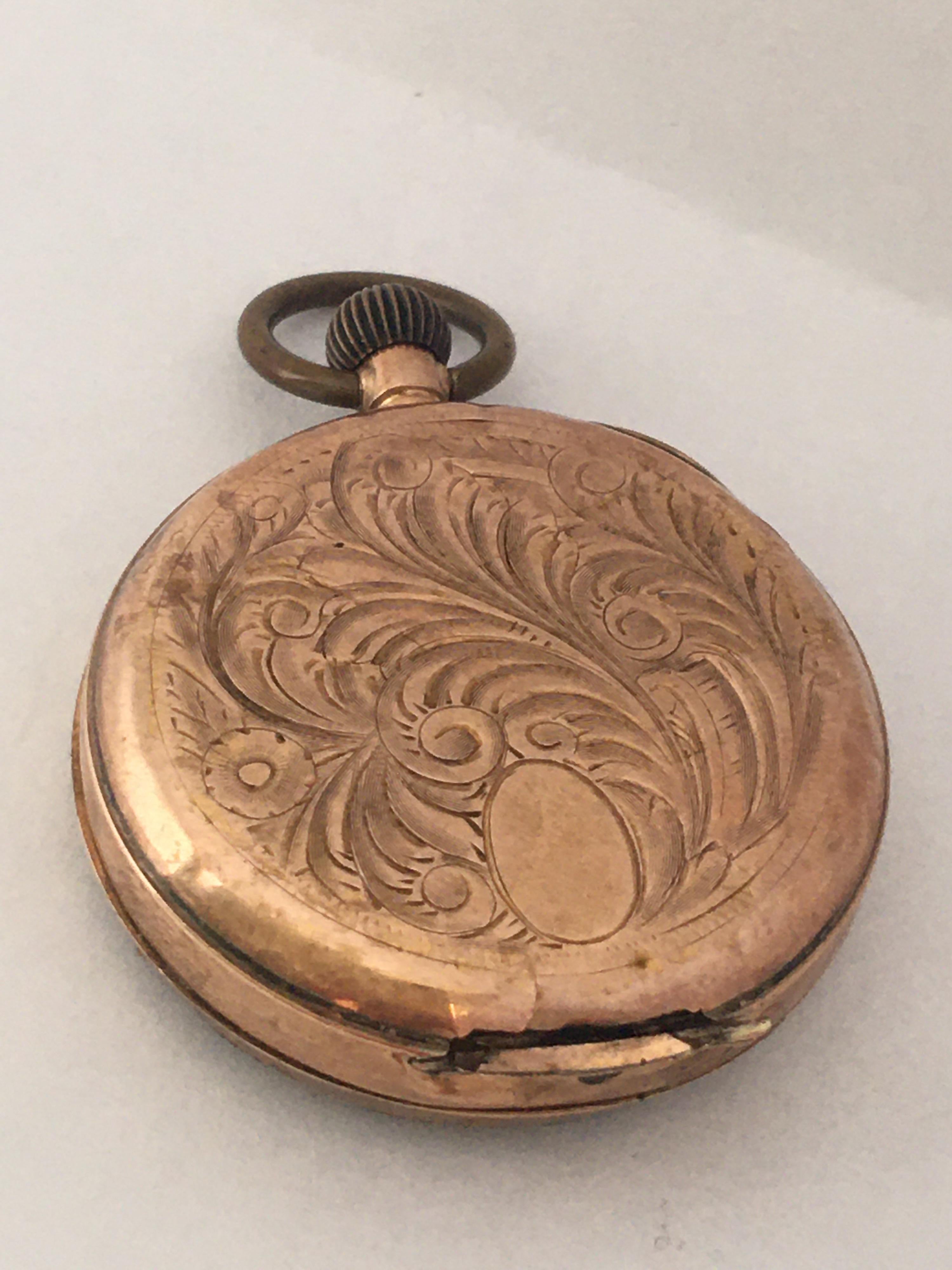 Small 9 Karat Gold Hans-Winding Antique Fob / Pocket Watch For Sale 1