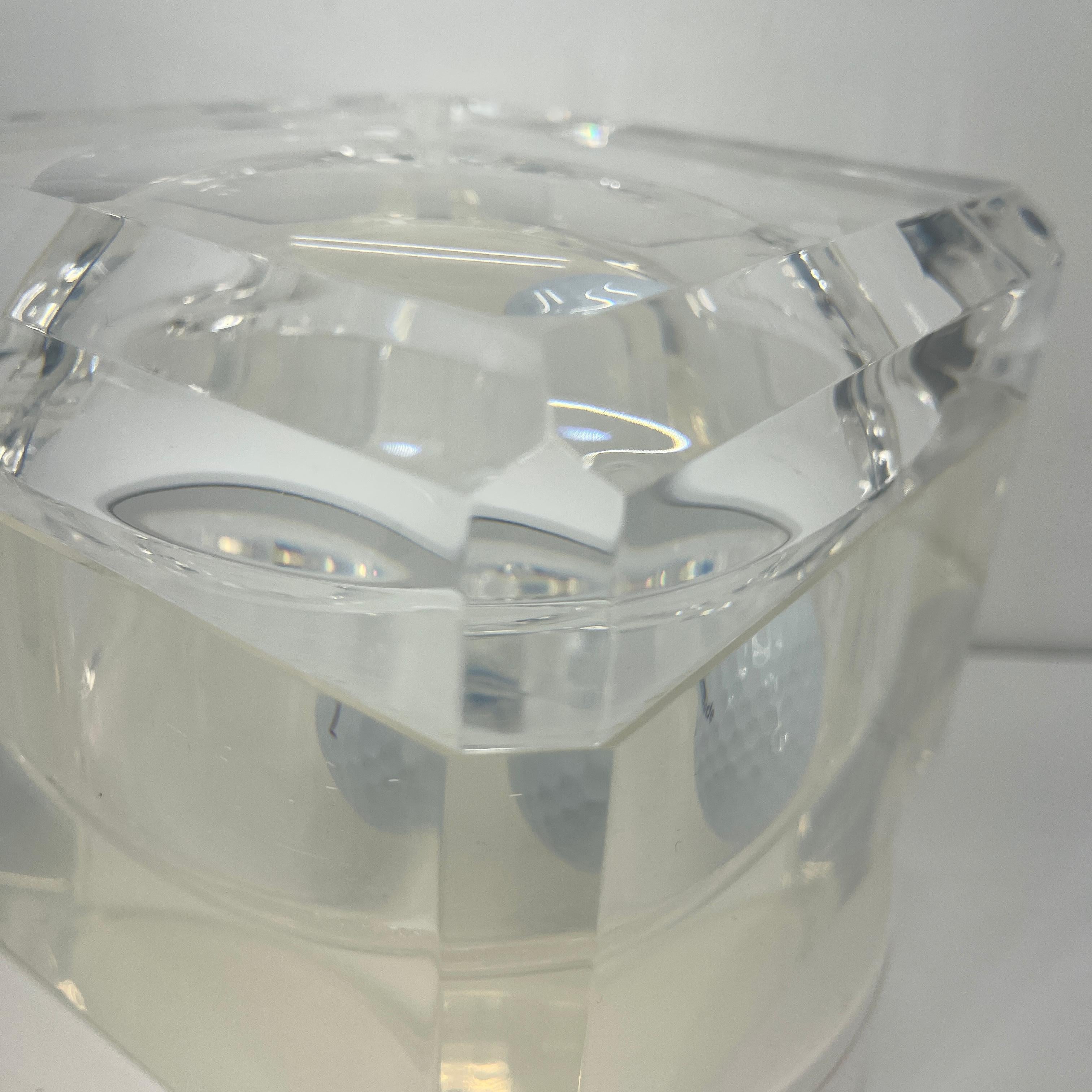 Hand-Crafted Small Abrizzi Lucite Ice Bucket with Beveled Swivel Top, Mid-Century Modern For Sale