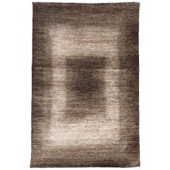 Small Abstract Gray and Brown Contemporary Gabbeh Persian Wool Rug