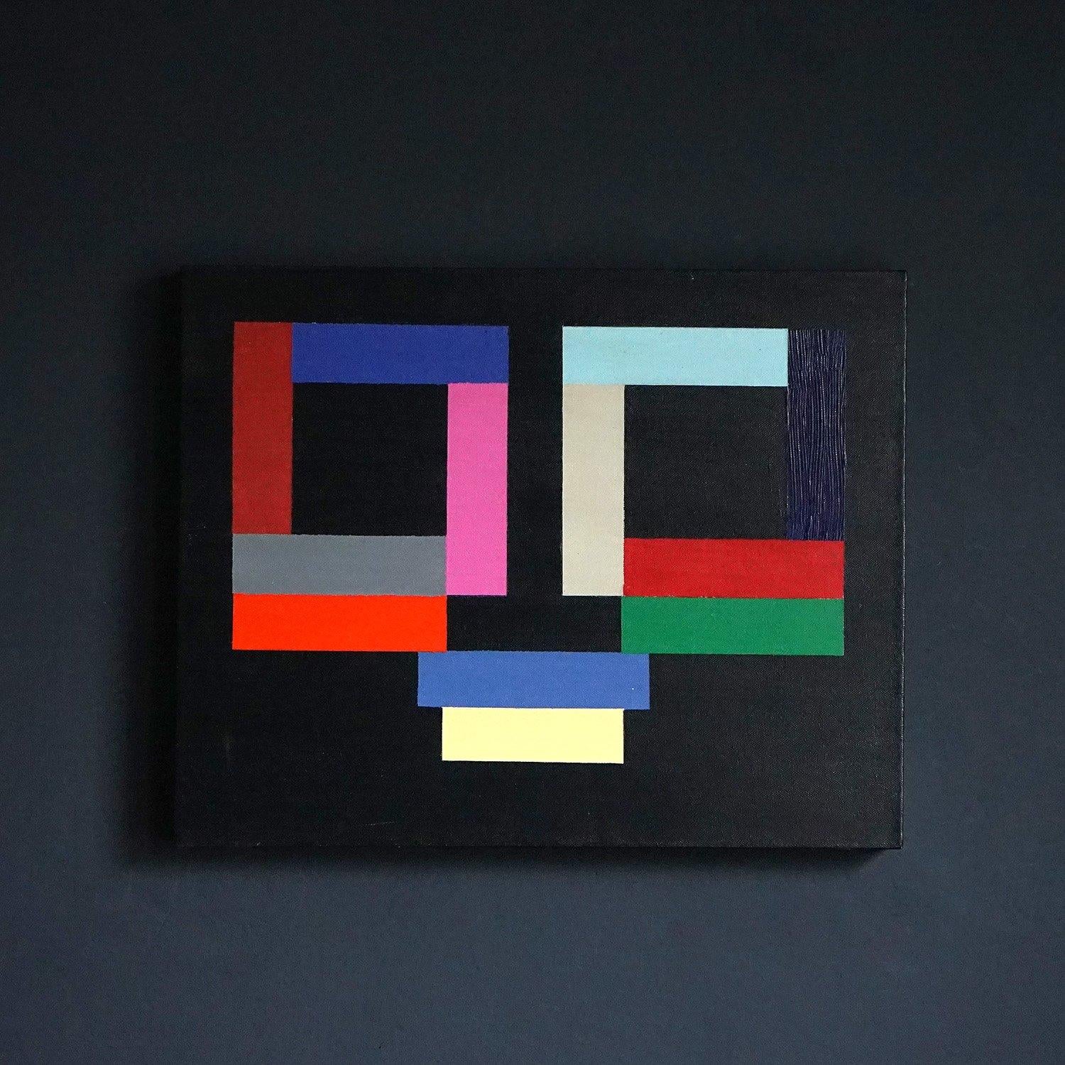 Painted Vintage Original Abstract Minimalist Composition Oil Painting by Richard Sladden For Sale