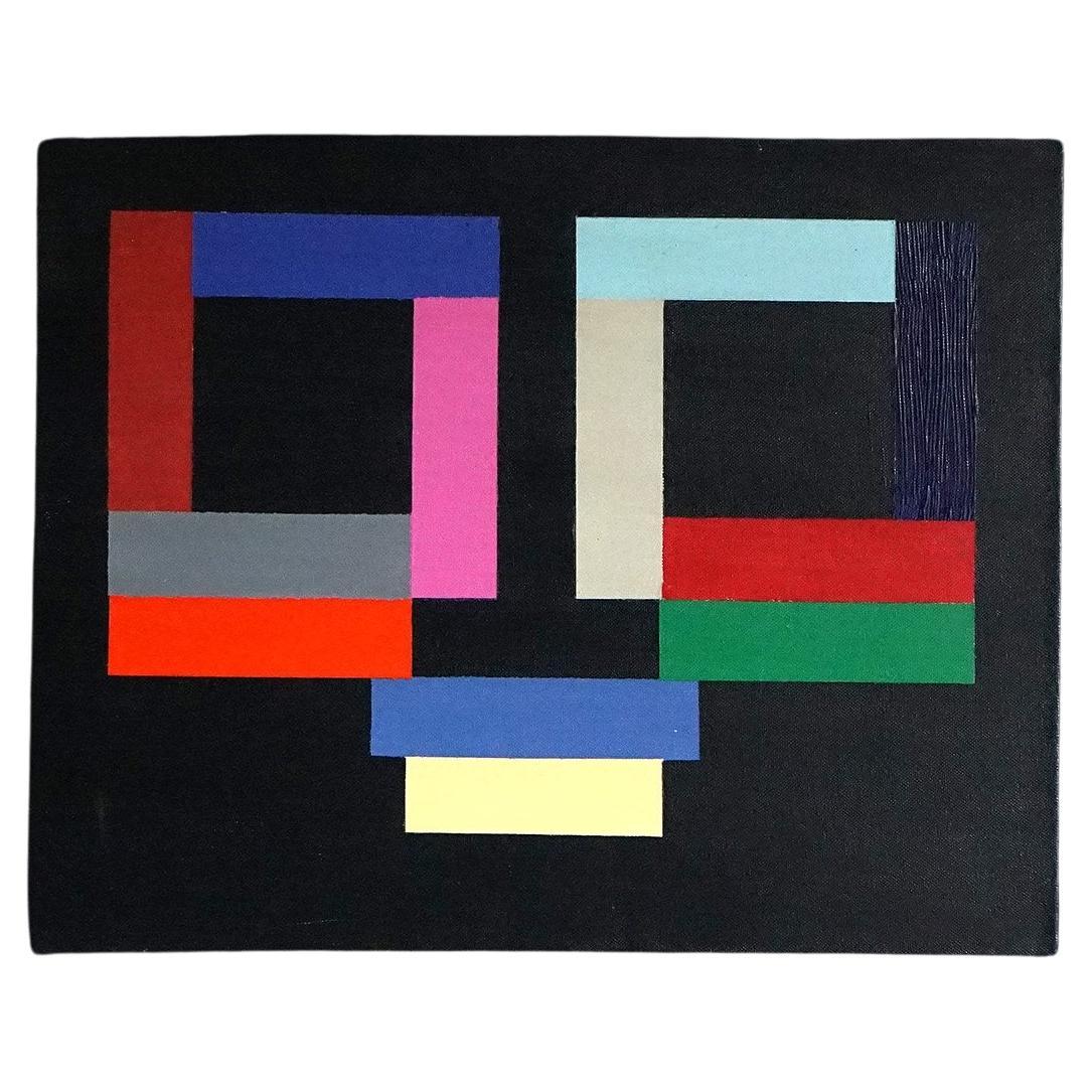 Vintage Original Abstract Minimalist Composition Oil Painting by Richard Sladden For Sale