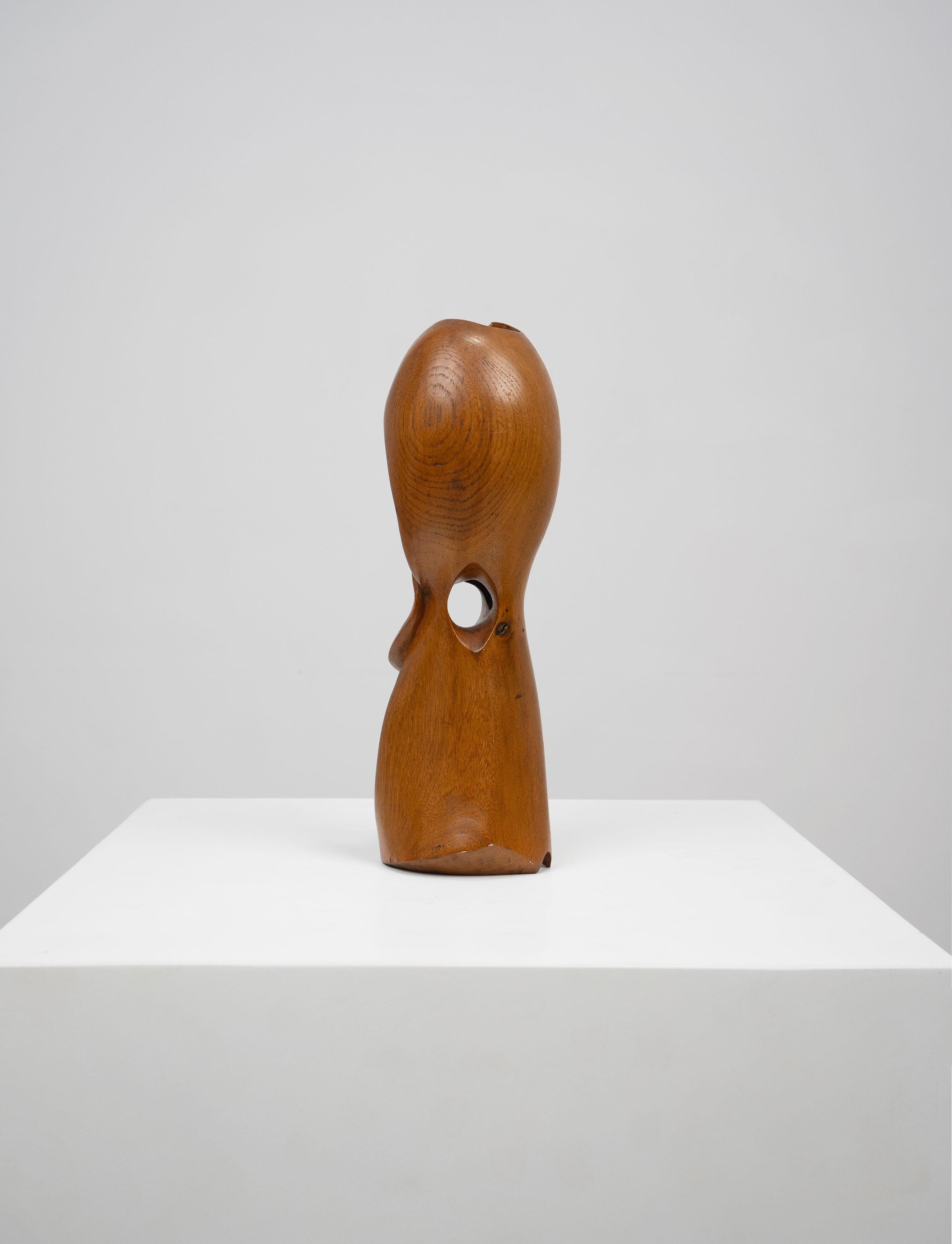 Mid-Century Modern Small Abstract Oak Sculpture, c.1960 For Sale
