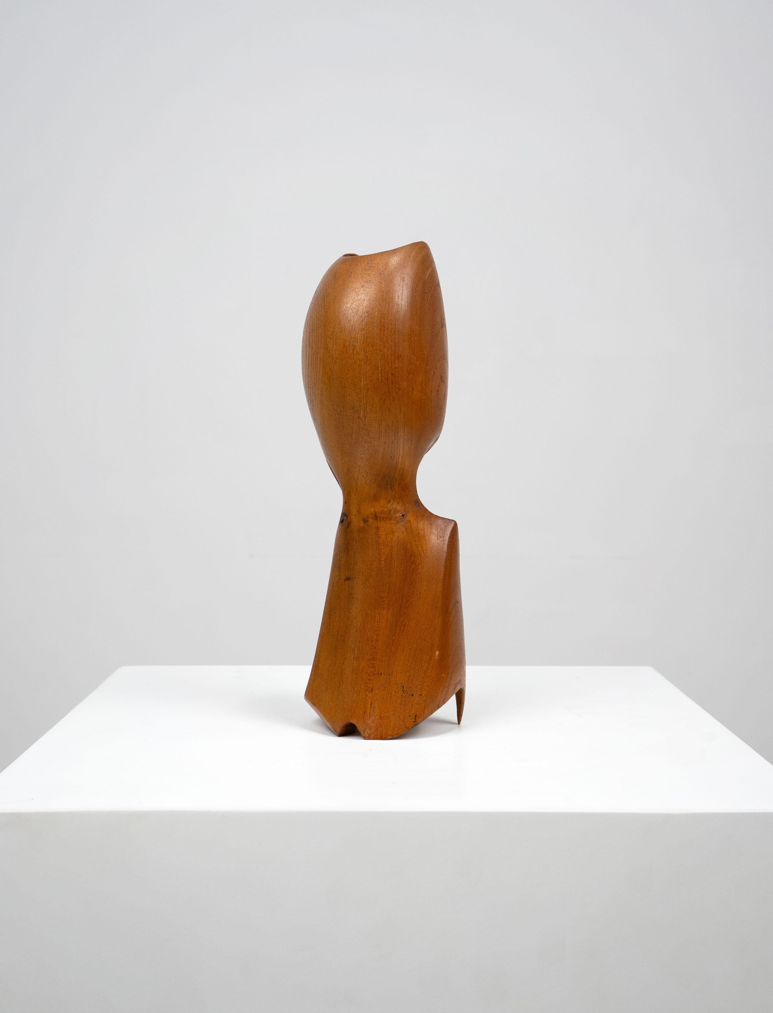 Unknown Small Abstract Oak Sculpture, c.1960 For Sale
