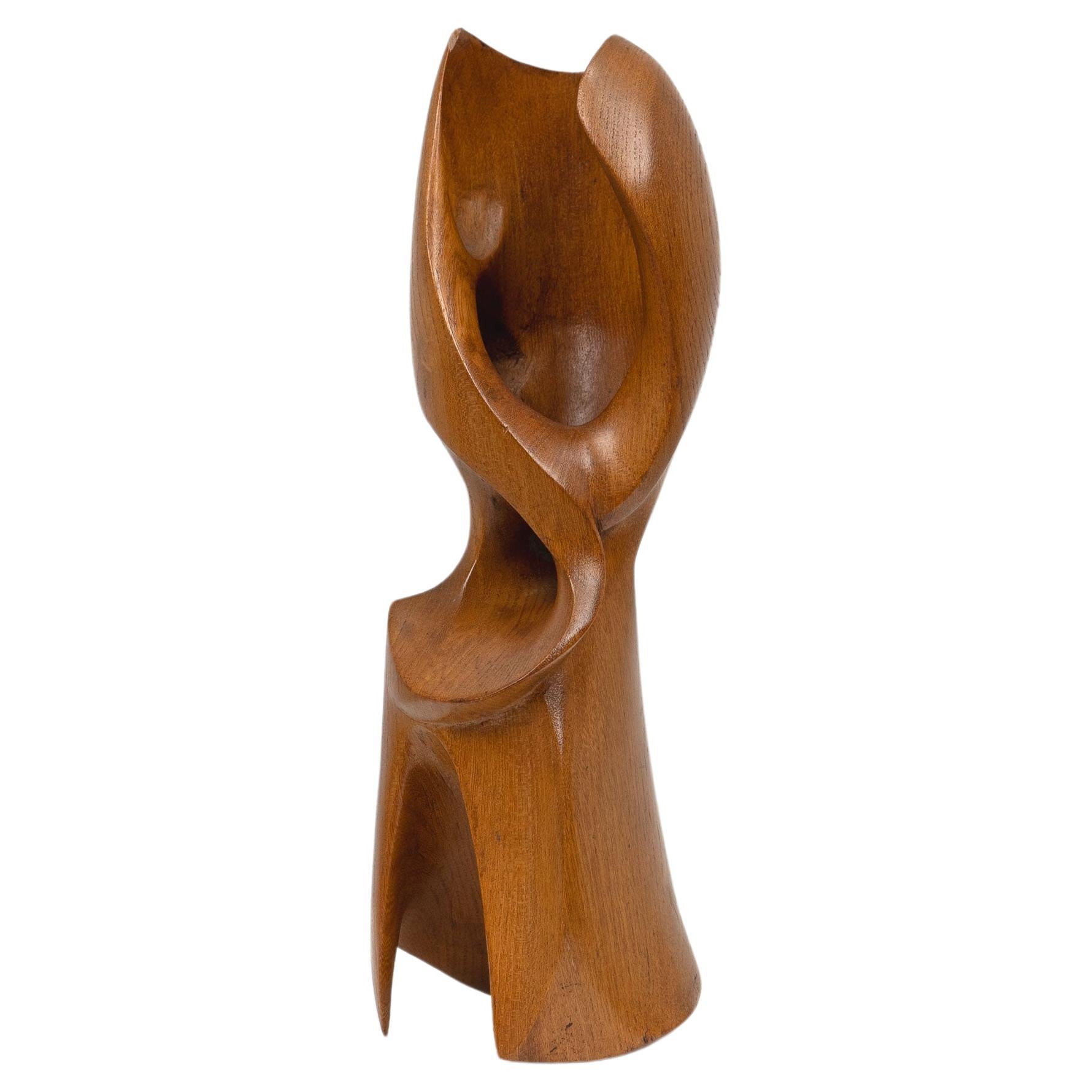 Small Abstract Oak Sculpture, c.1960 For Sale