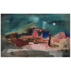 Small Abstract Oil on Canvas Landscape Painting
