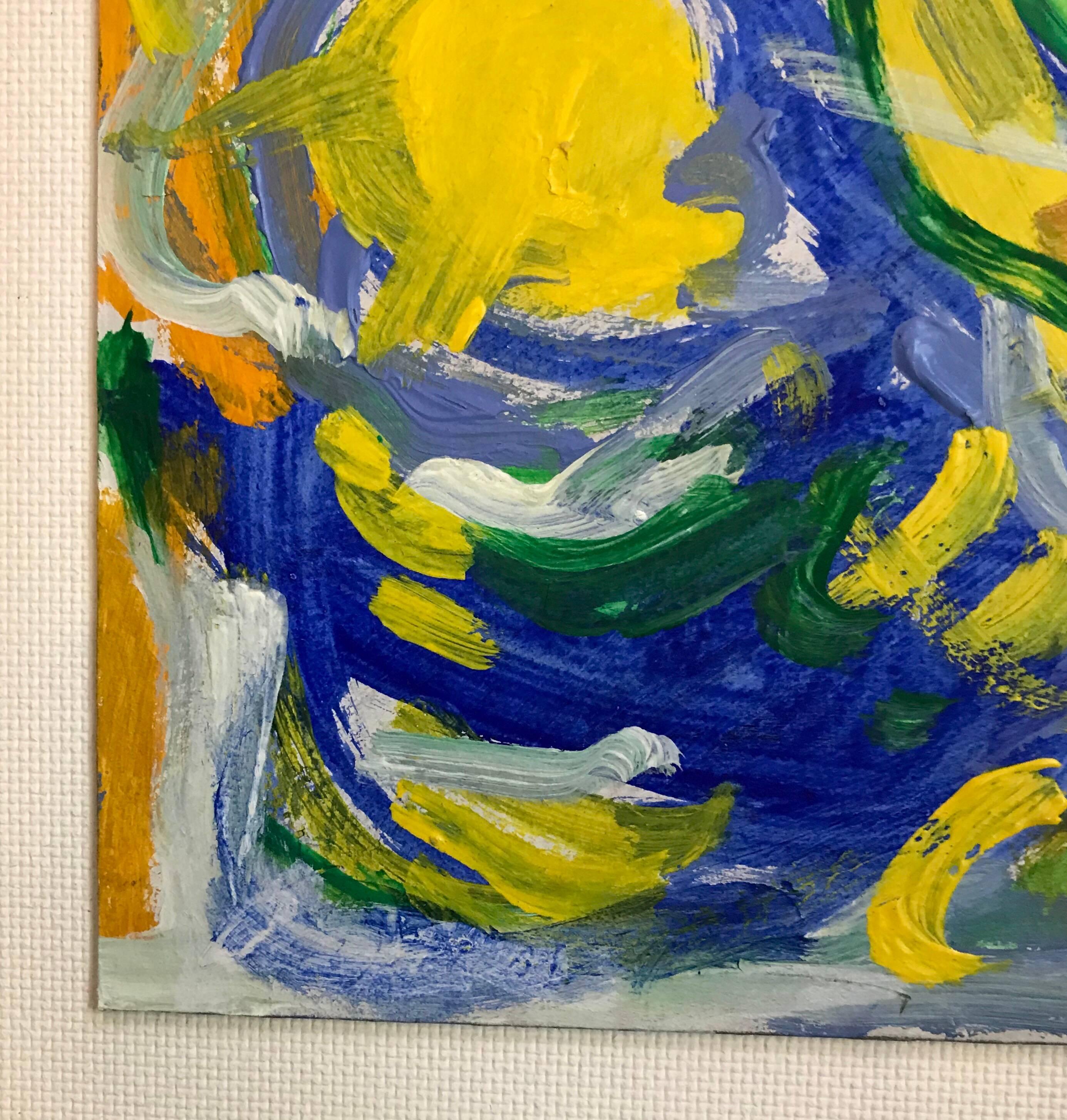 Small Abstract Painting on Paper by David Largman In Good Condition For Sale In Charlottesville, VA