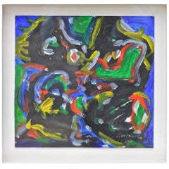 Small Abstract Painting on Paper by David Largman