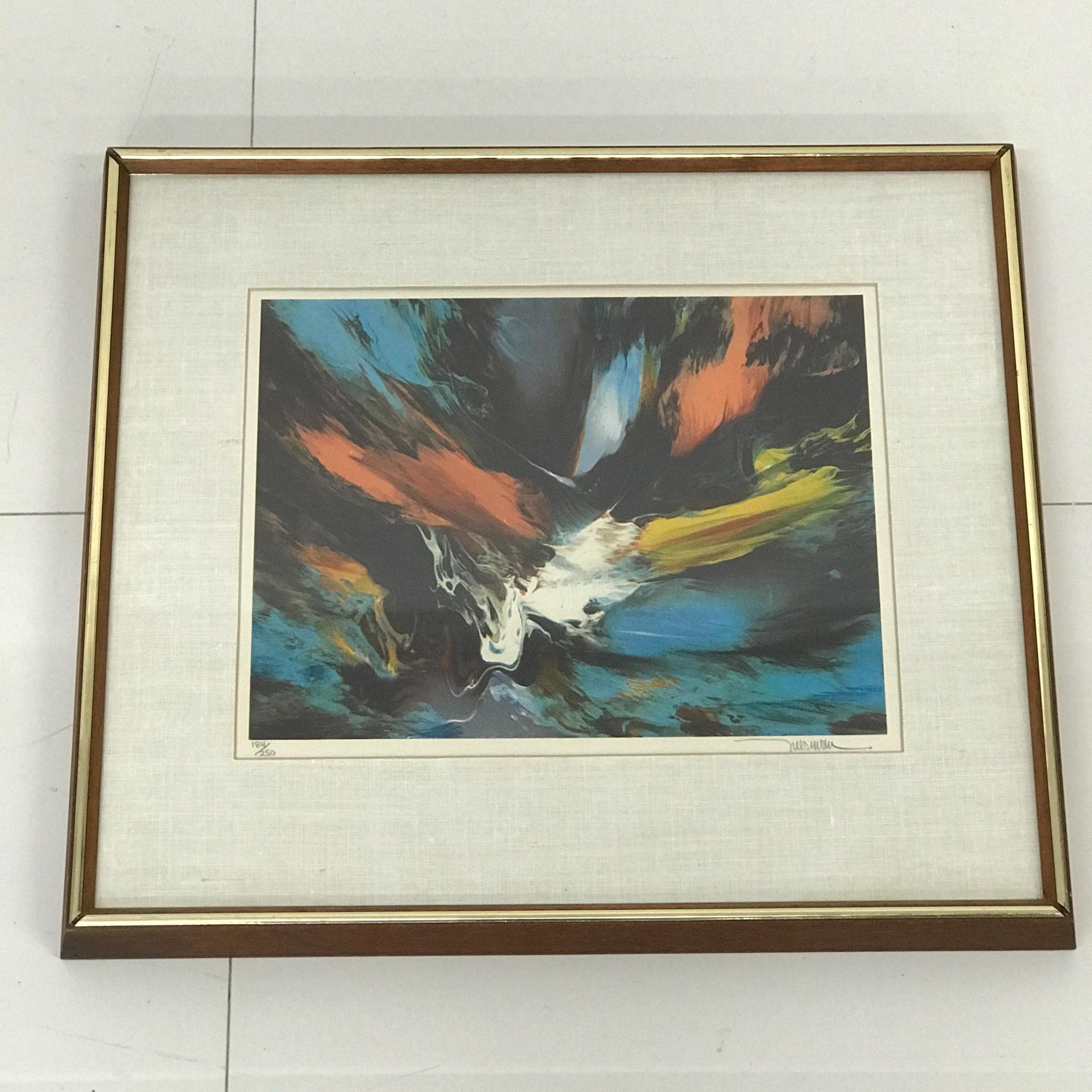 Small Abstract Wall Art Leonardo Nierman Lithograph #2 Signed 184/250 In Good Condition For Sale In Chula Vista, CA