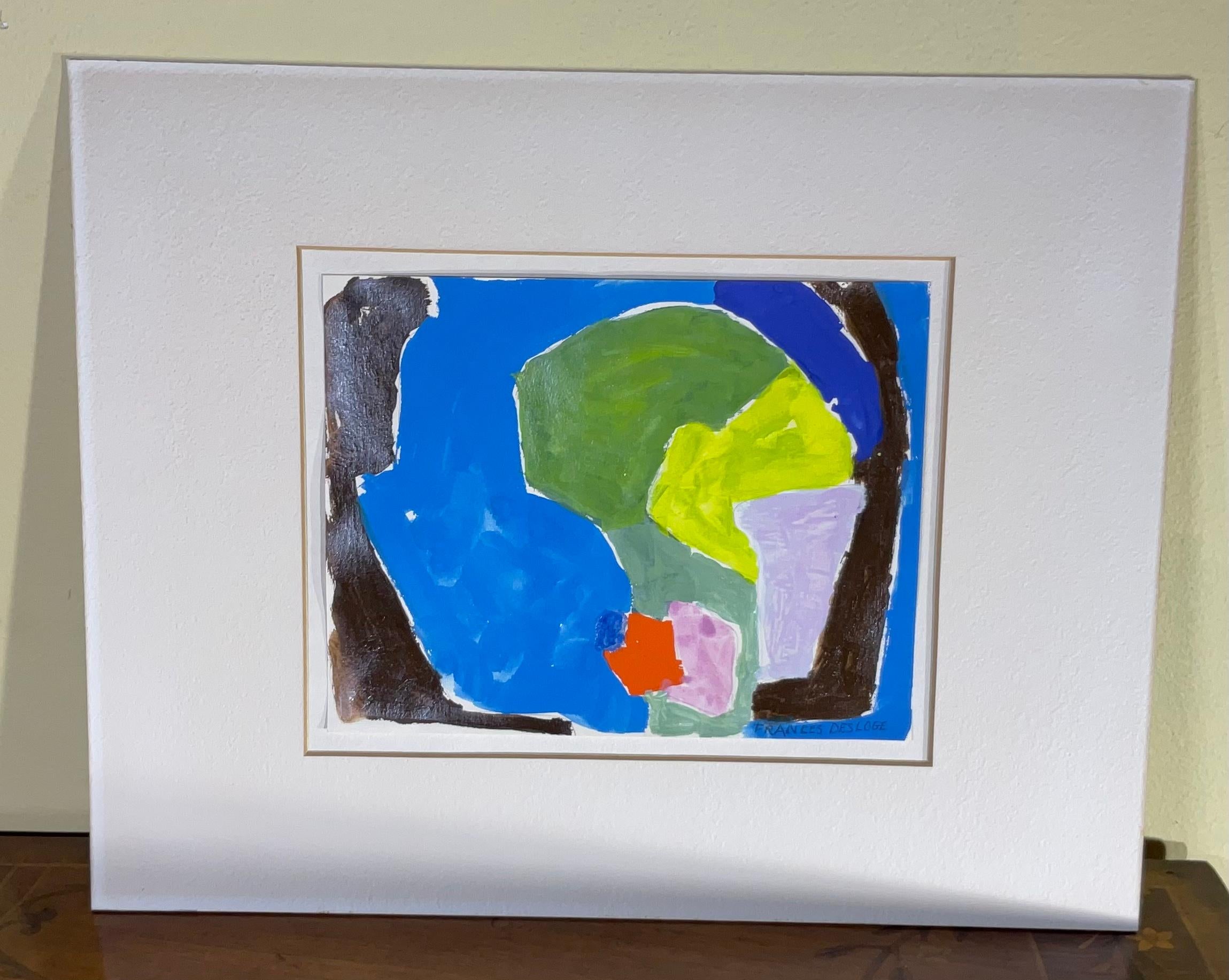 Small Abstract Watercolour Painting by Frances Desloge In Good Condition For Sale In Delray Beach, FL