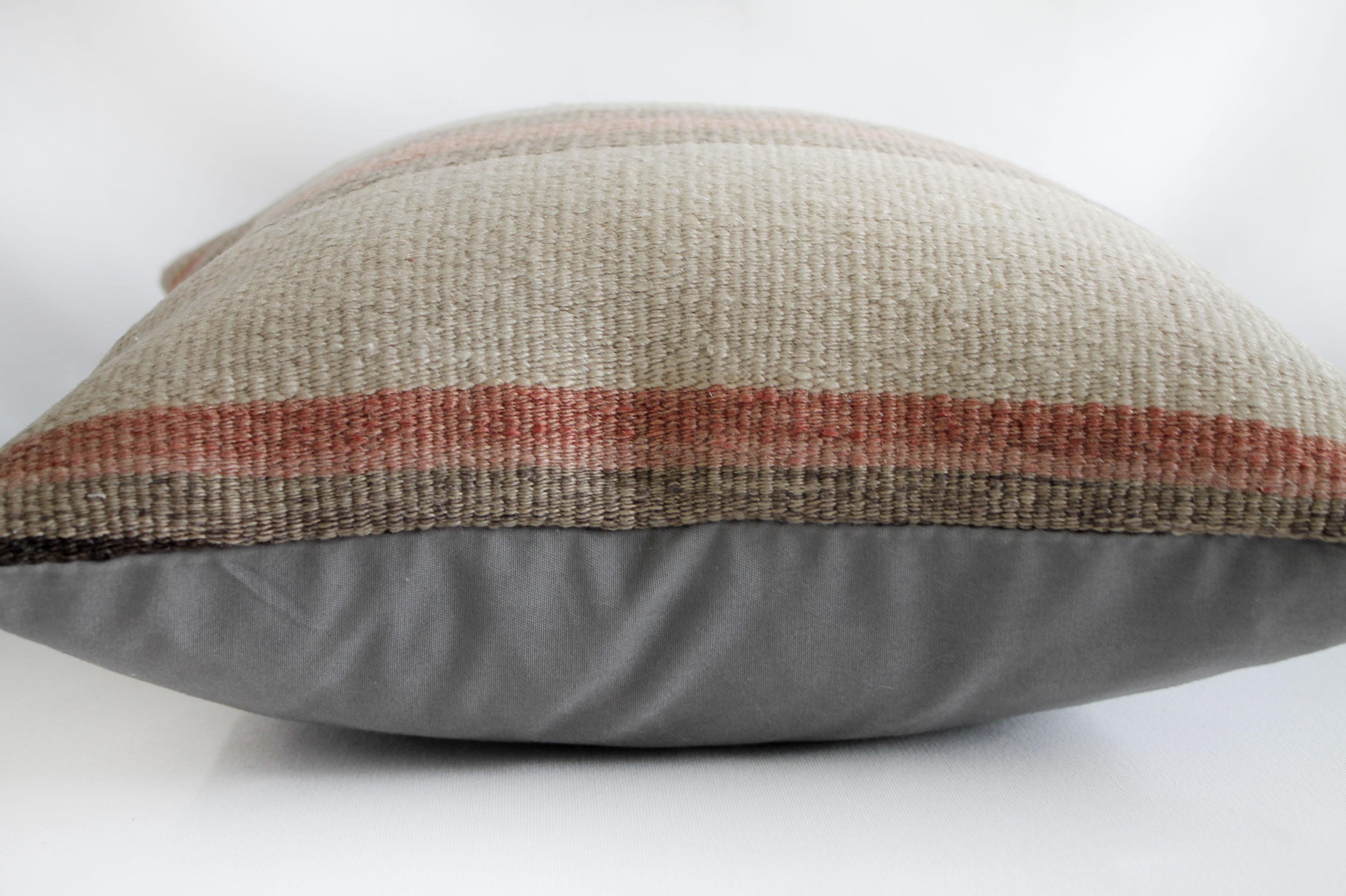 Wool Small Accent Pillow with Multicolored Stripes