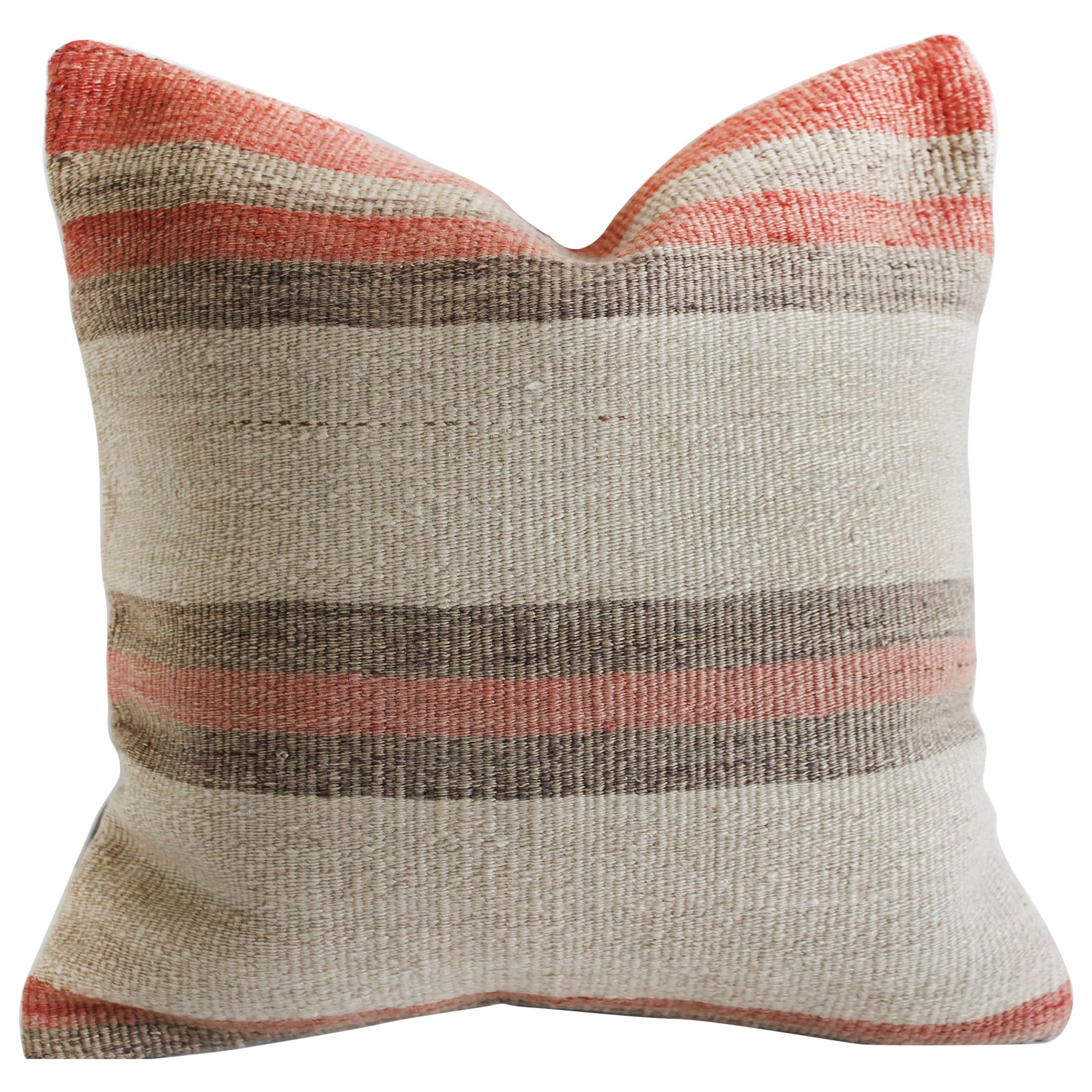 Small Accent Pillow with Multicolored Stripes