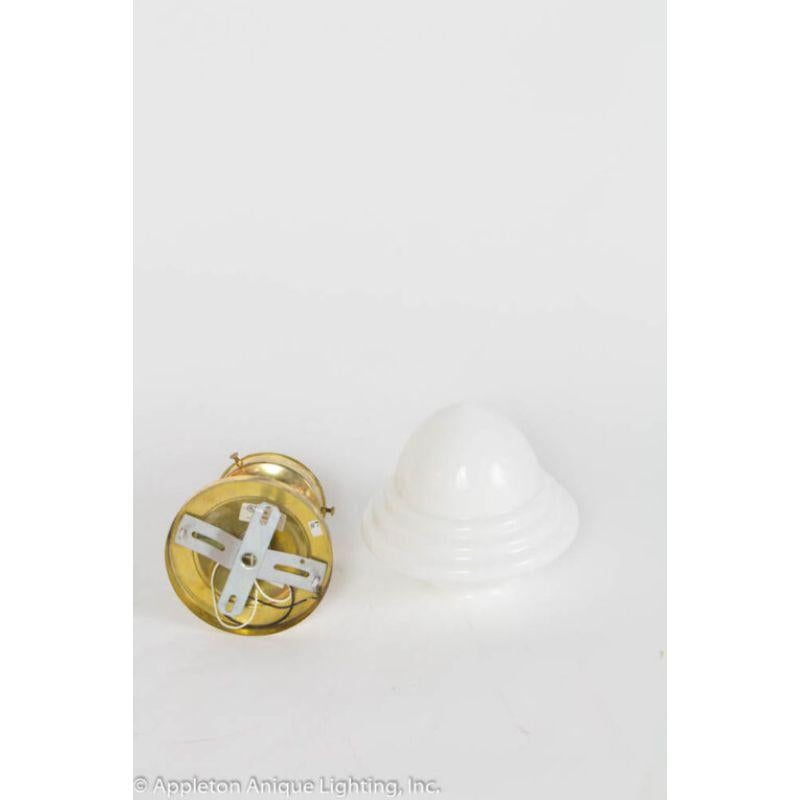 Art Deco Small Acorn Milk Glass Flush Mount Pendant For Sale