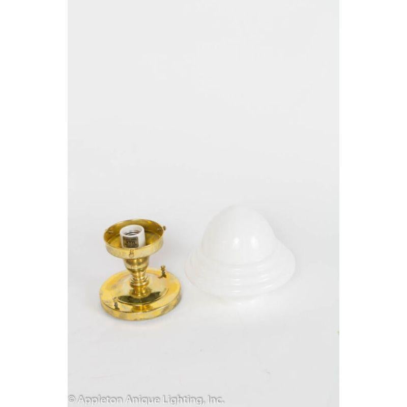 American Small Acorn Milk Glass Flush Mount Pendant For Sale