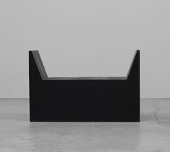U-shaped Form Rubber Seat and Burned Steel Small Stool by Arno Declercq