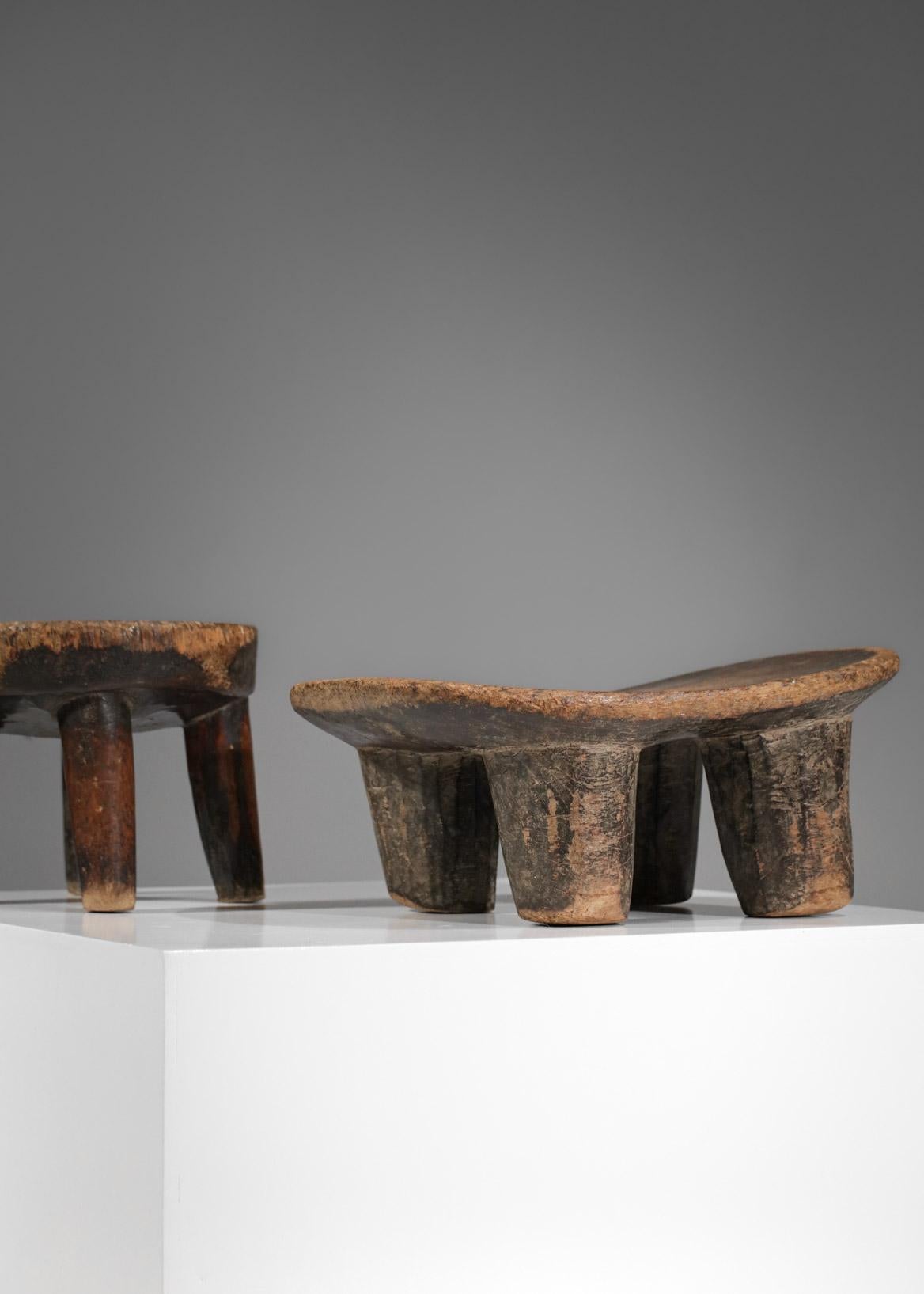 Small African Stools Senoufos Dogons in Solid Wood 1960s 4