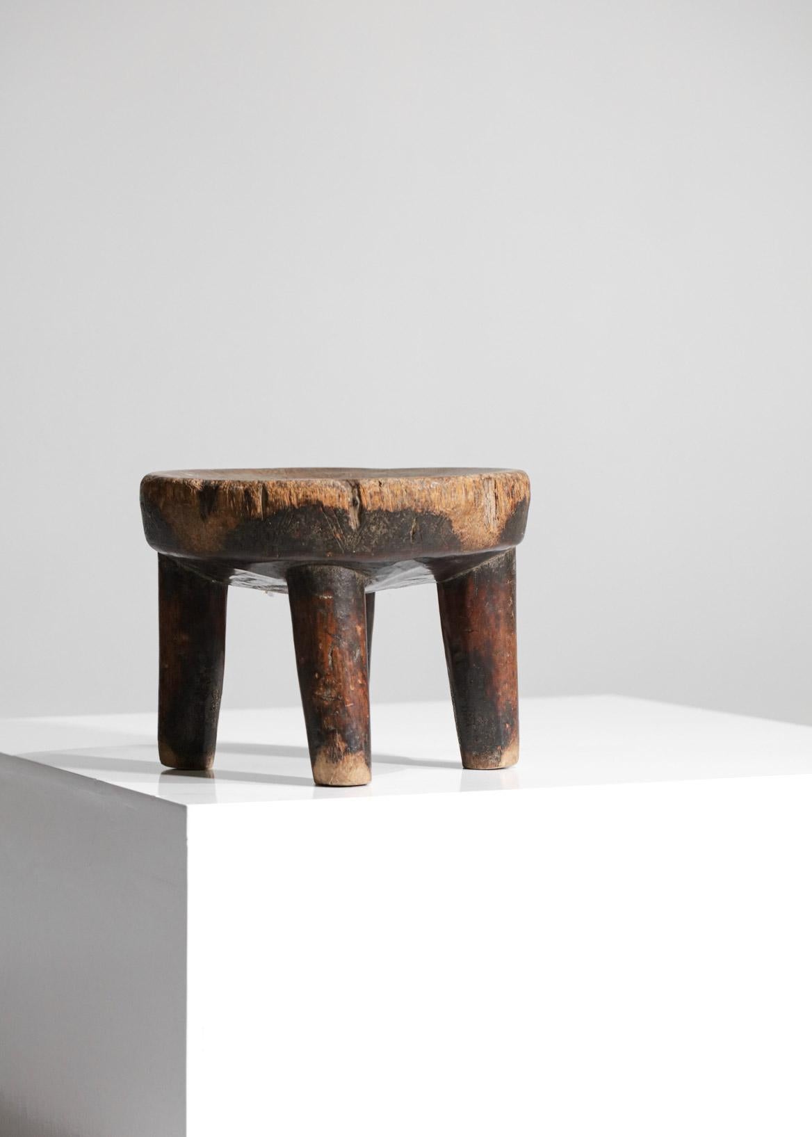 Beninese Small African Stools Senoufos Dogons in Solid Wood 1960s